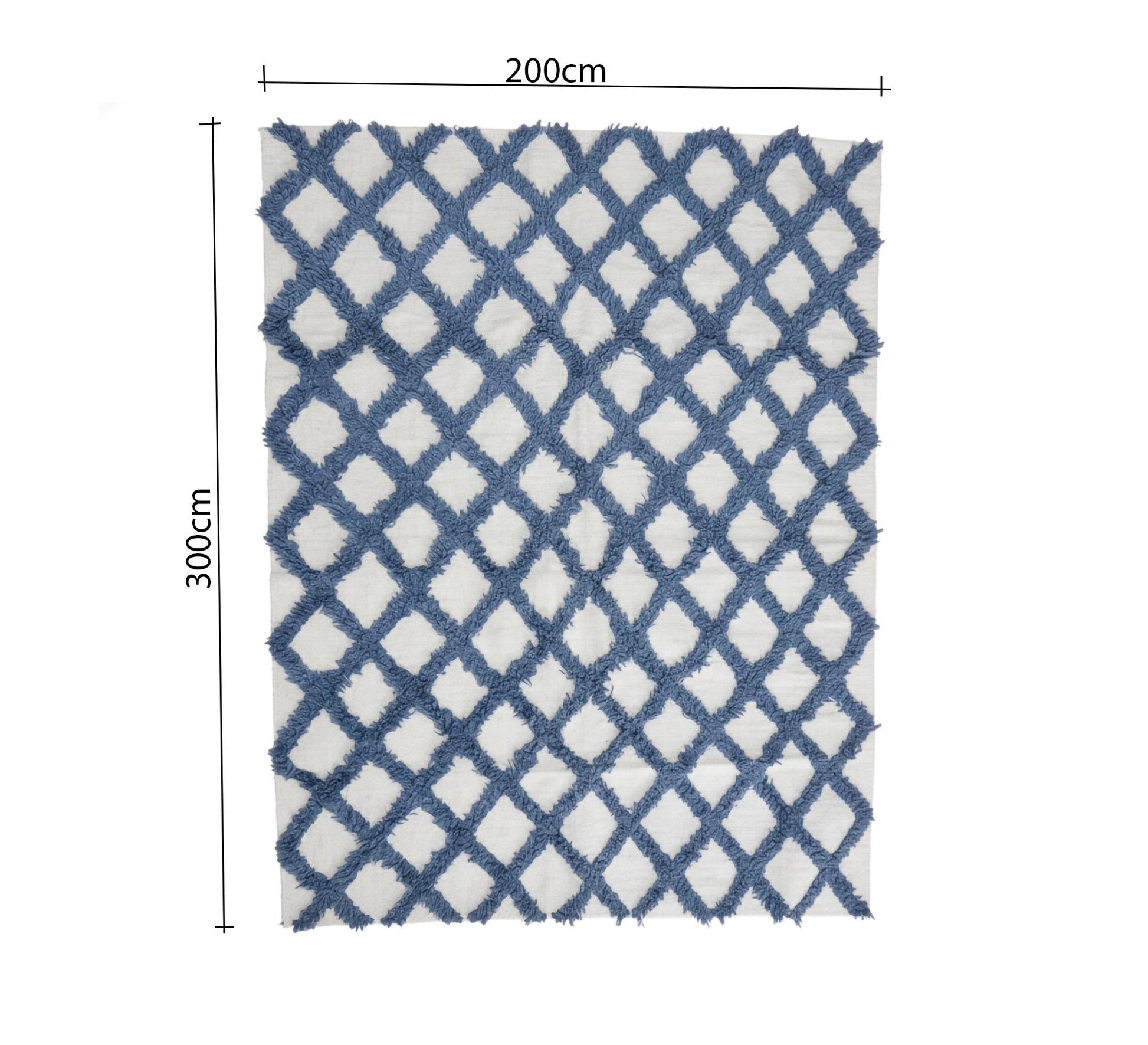 Dense pile rug with a blue diamond net pattern - Vitrine Furniture - Accessories
