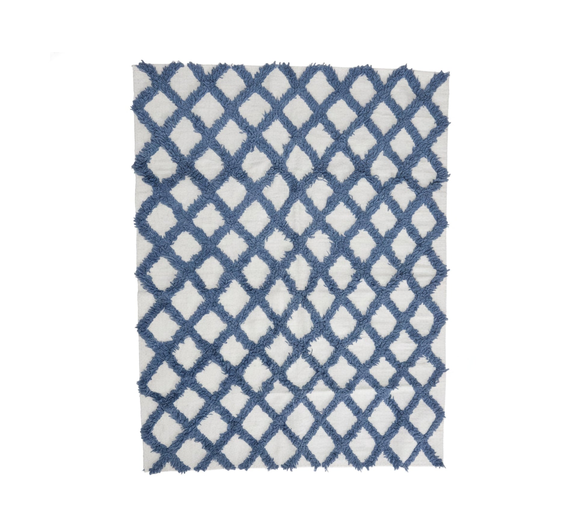 Dense pile rug with a blue diamond net pattern - Vitrine Furniture - Accessories