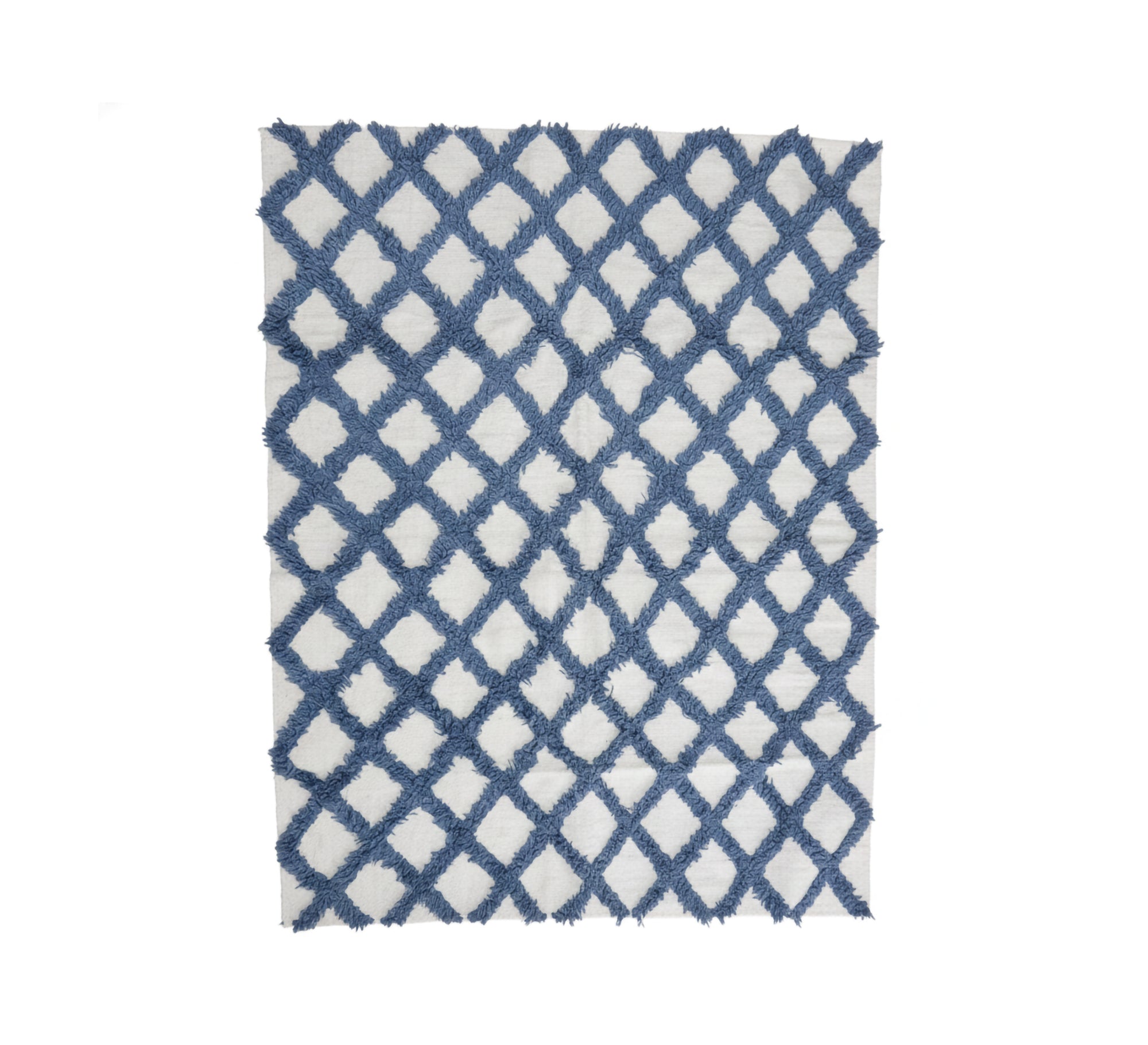 Dense pile rug with a blue diamond net pattern - Vitrine Furniture - Accessories
