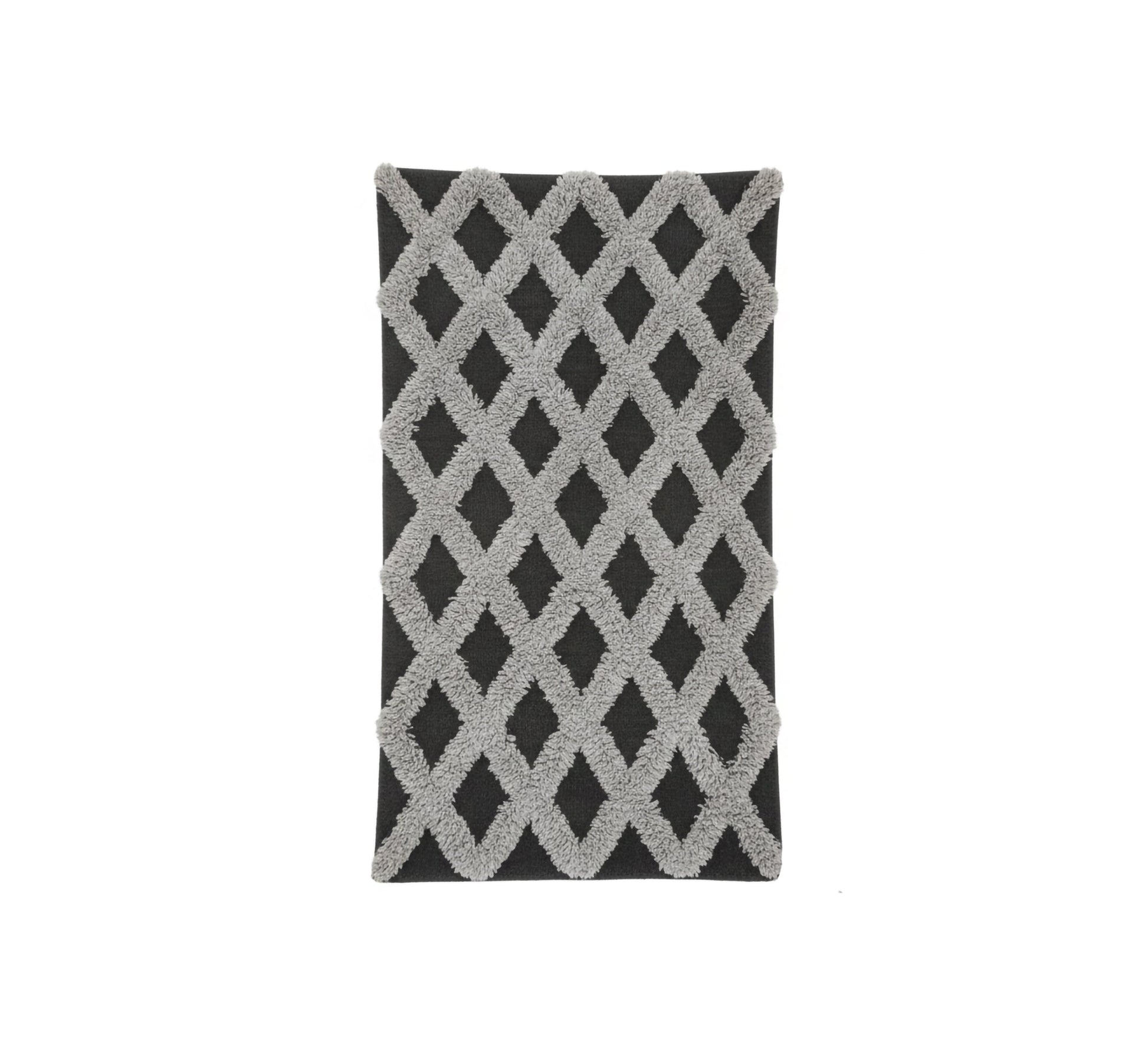 Dense pile rug with a gray diamond net pattern - Vitrine Furniture - Accessories