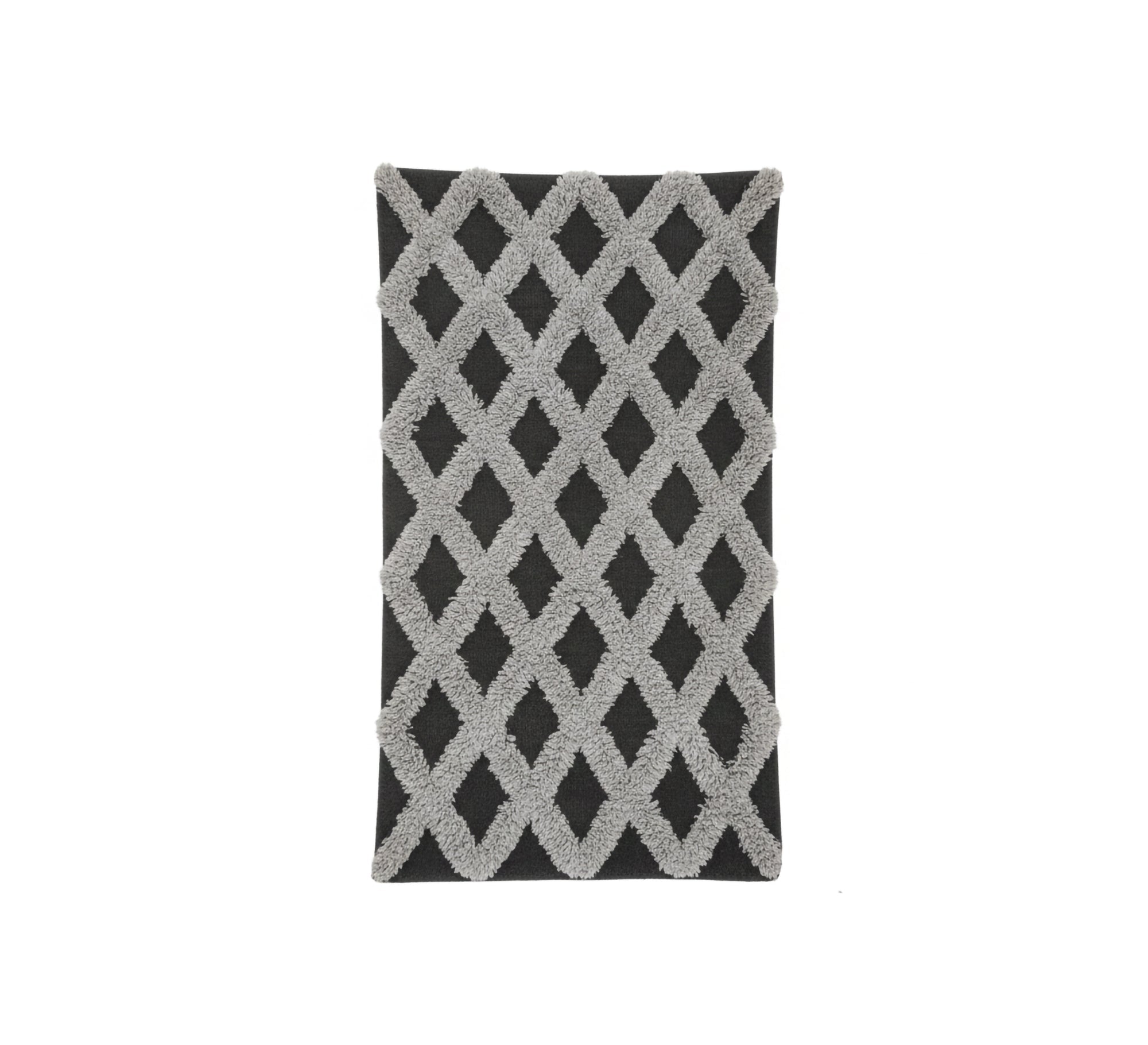 Dense pile rug with a gray diamond net pattern - Vitrine Furniture - Accessories