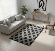 Dense pile rug with a gray diamond net pattern - Vitrine Furniture - Accessories