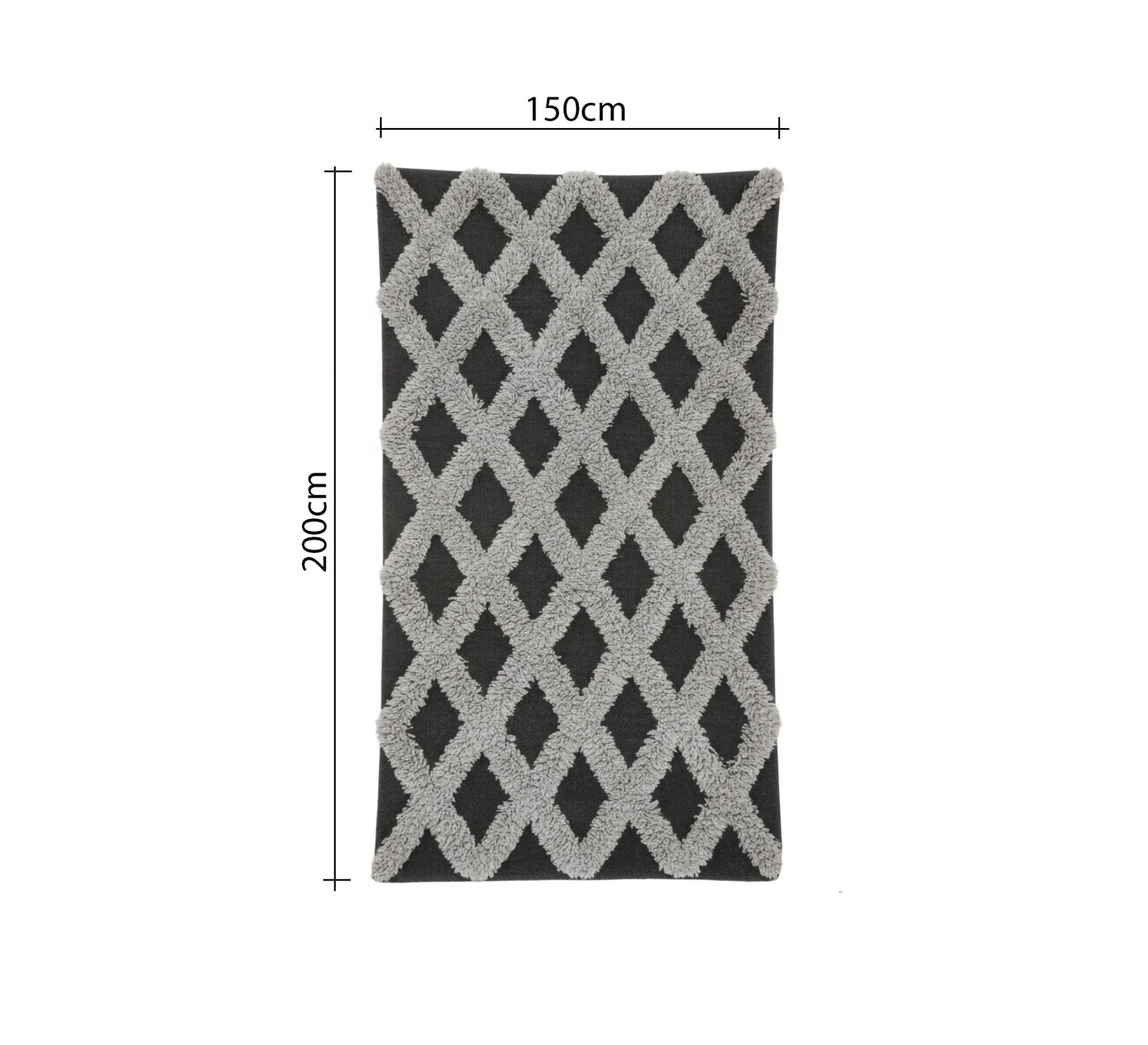 Dense pile rug with a gray diamond net pattern - Vitrine Furniture - Accessories