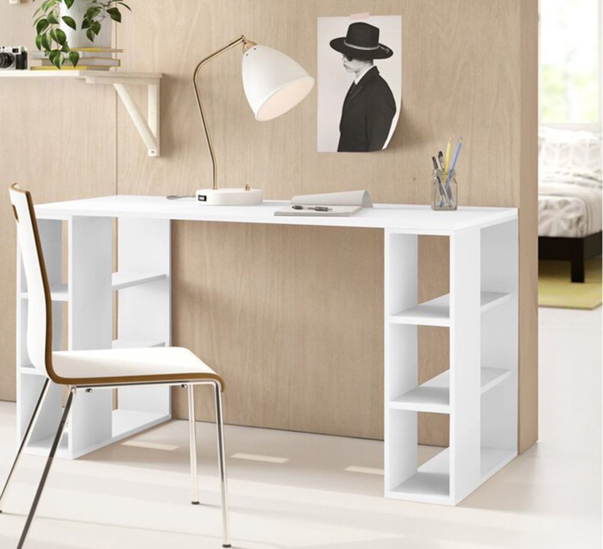 Desk 140 cm with open shelves to the right and left - Vitrine Furniture - Furniture