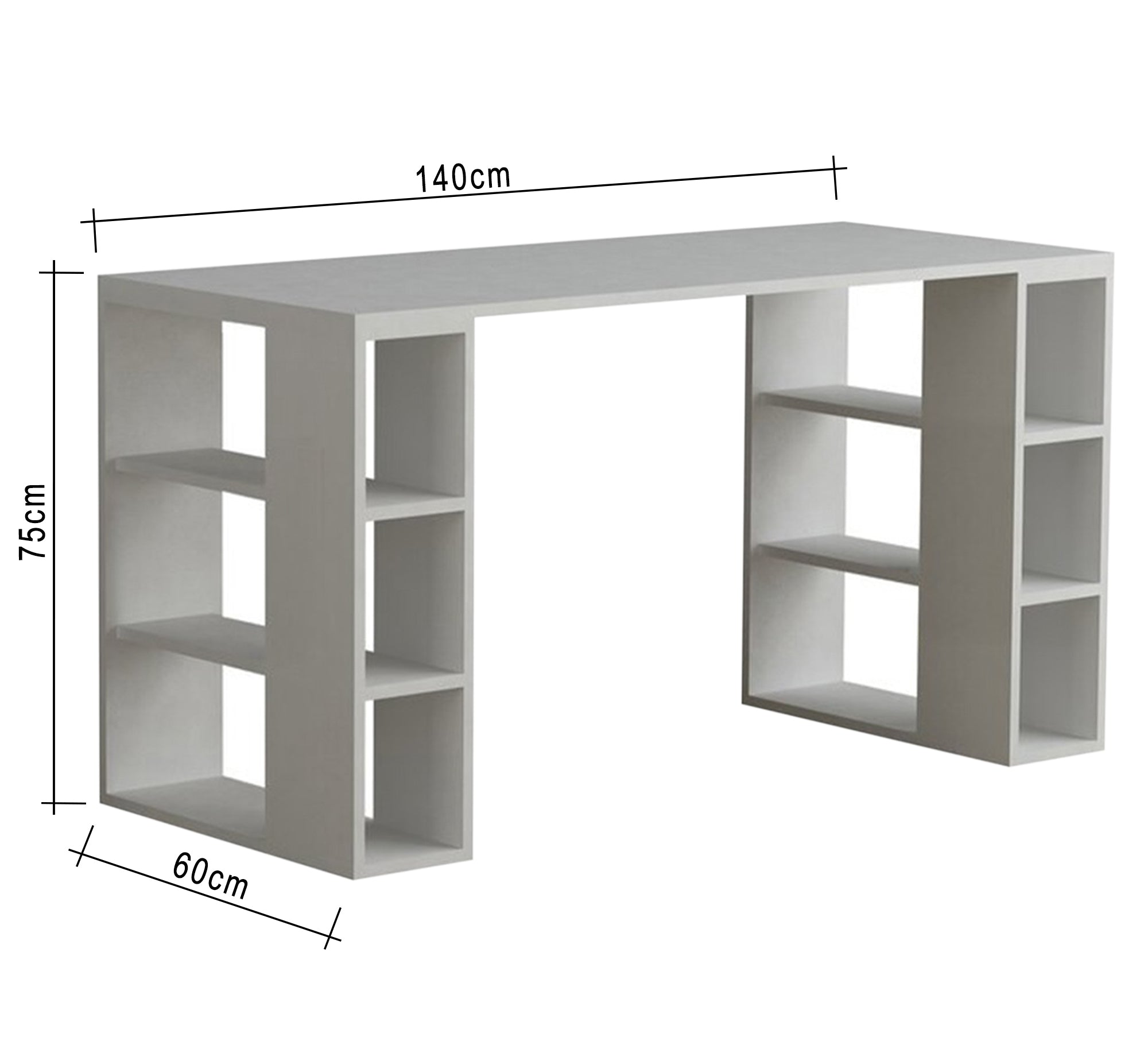 Desk 140 cm with open shelves to the right and left - Vitrine Furniture - Furniture