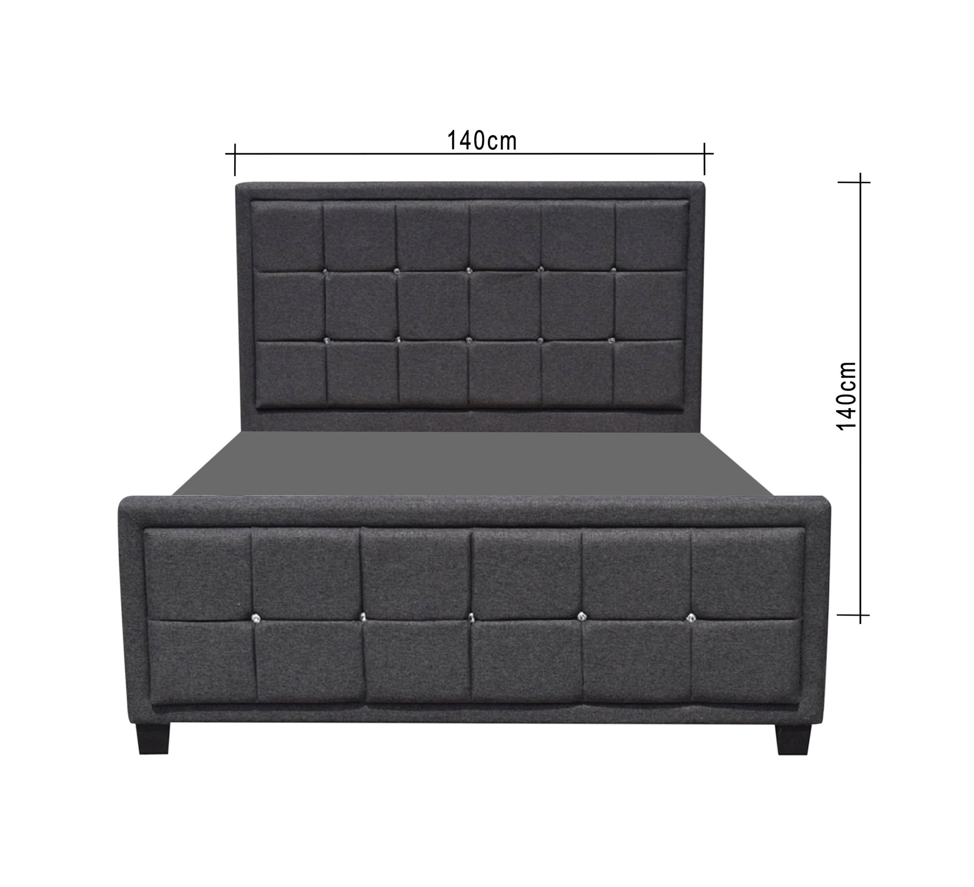 Diamond grey dark bed - Vitrine Furniture - Furniture