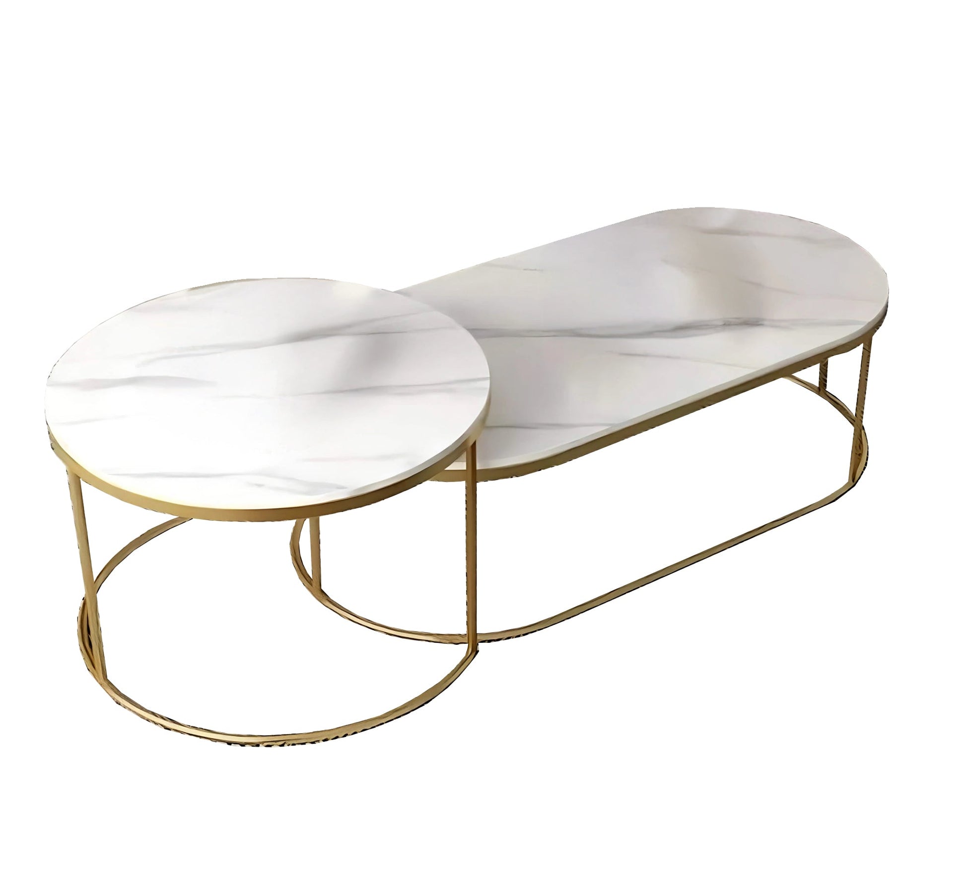 Differently shaped tables stacked in a decorative design - Vitrine Furniture - Furniture