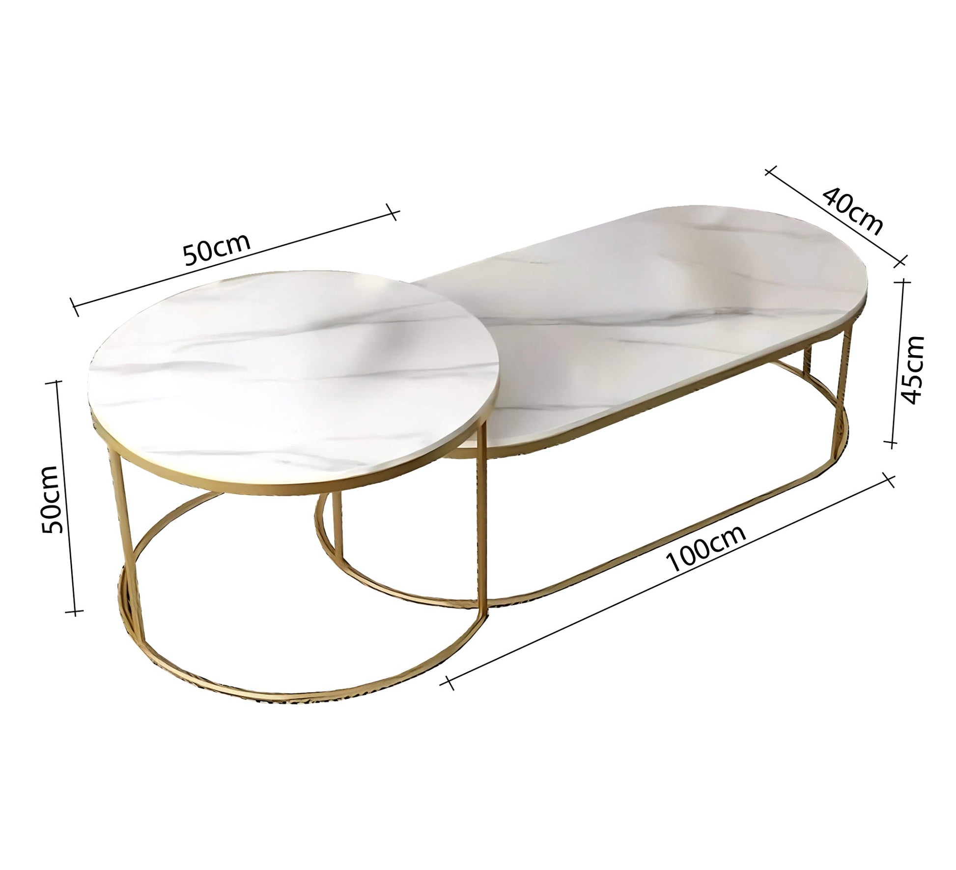 Differently shaped tables stacked in a decorative design - Vitrine Furniture - Furniture