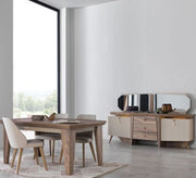 Dining room in a coffee color, ribbed wood - Vitrine Furniture - Sets