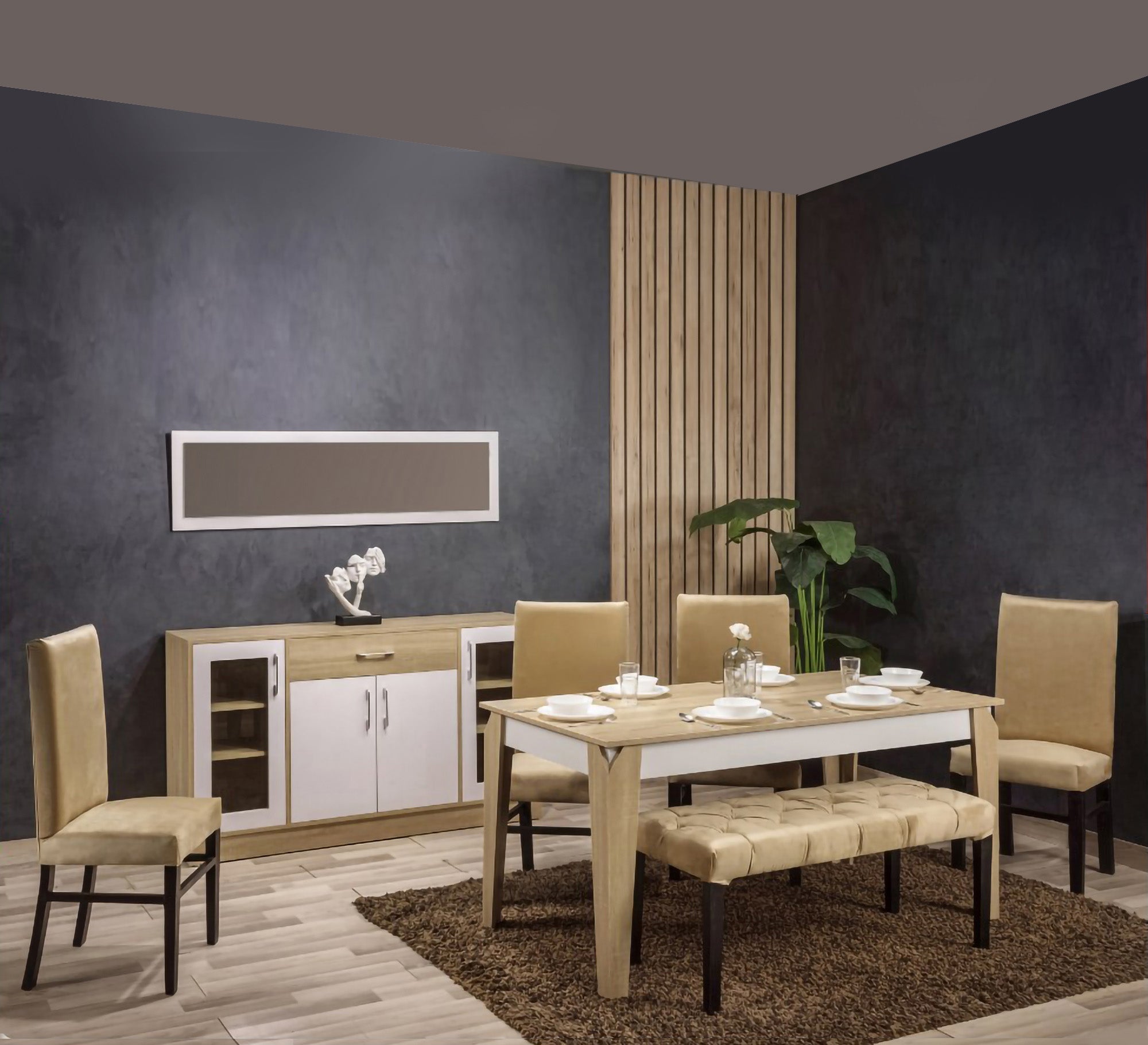 Dining room in wooden beige and white - Vitrine Furniture - Sets