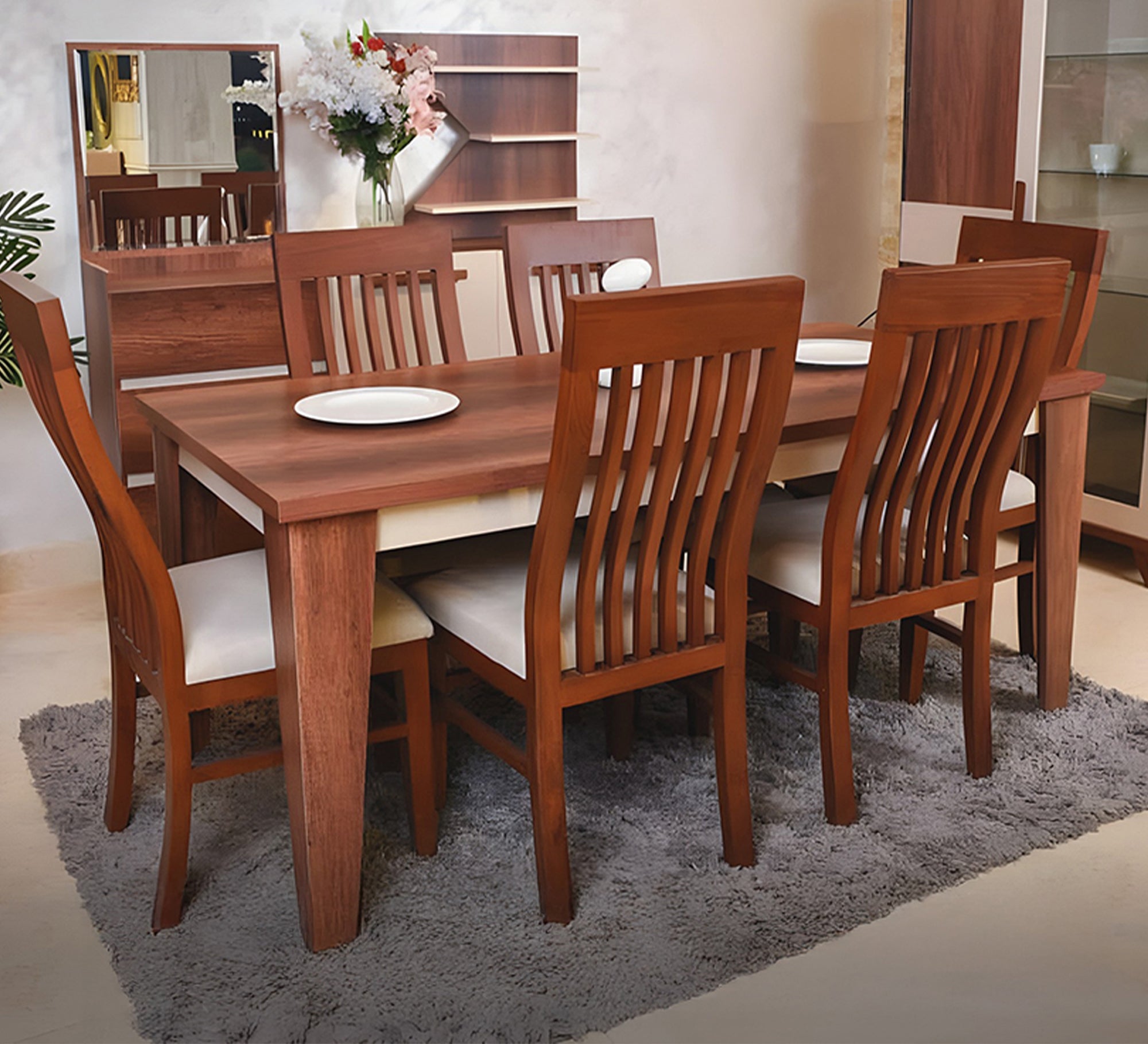 Dining room table in brown and beige - Vitrine Furniture - Furniture