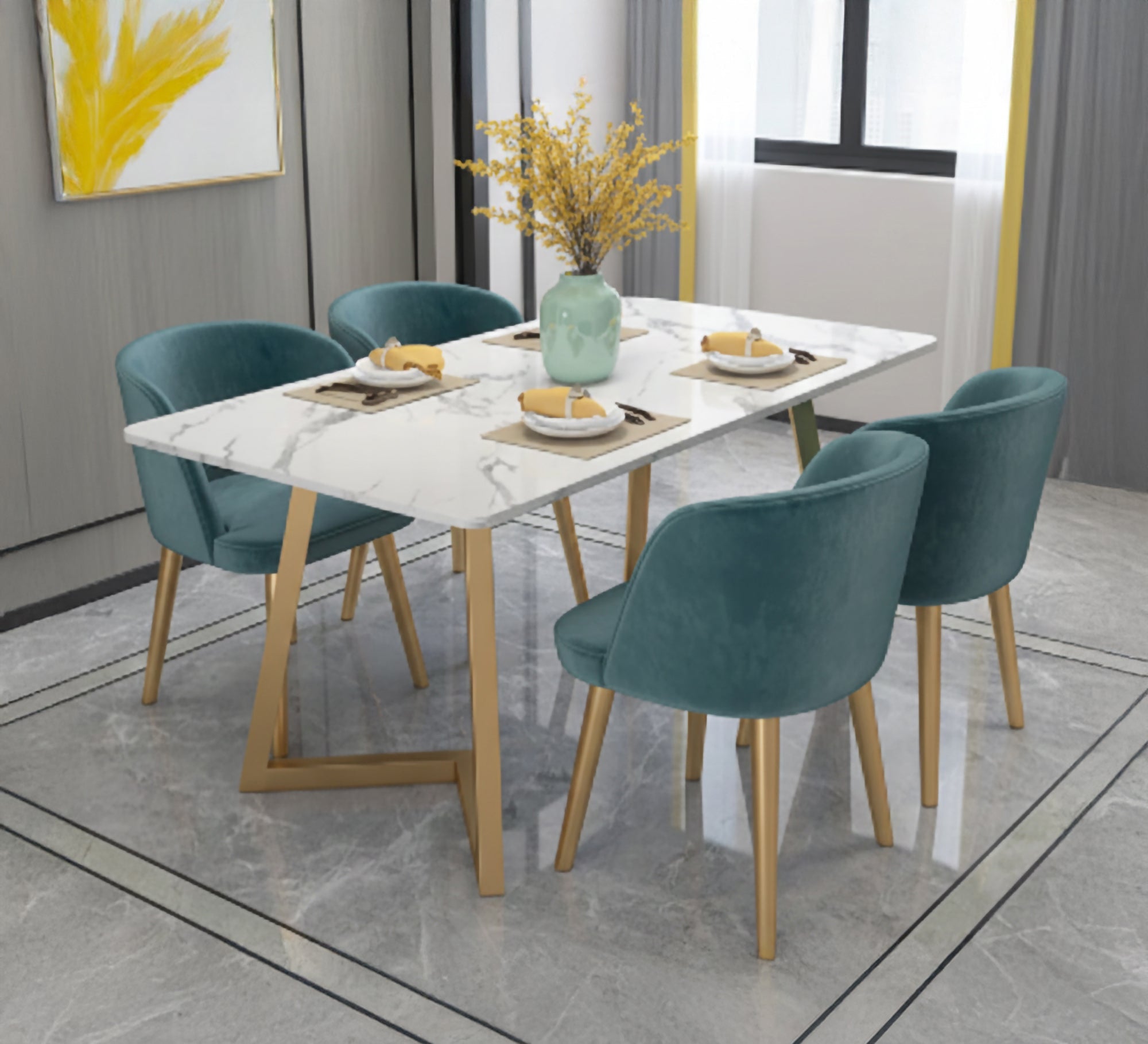 Dining table with a white marble top - Vitrine Furniture - Furniture