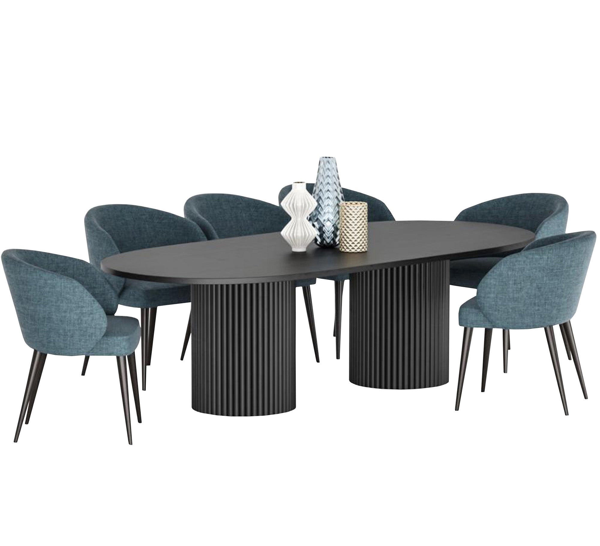 Dining table with cylindrical legs in black - Vitrine Furniture - Furniture