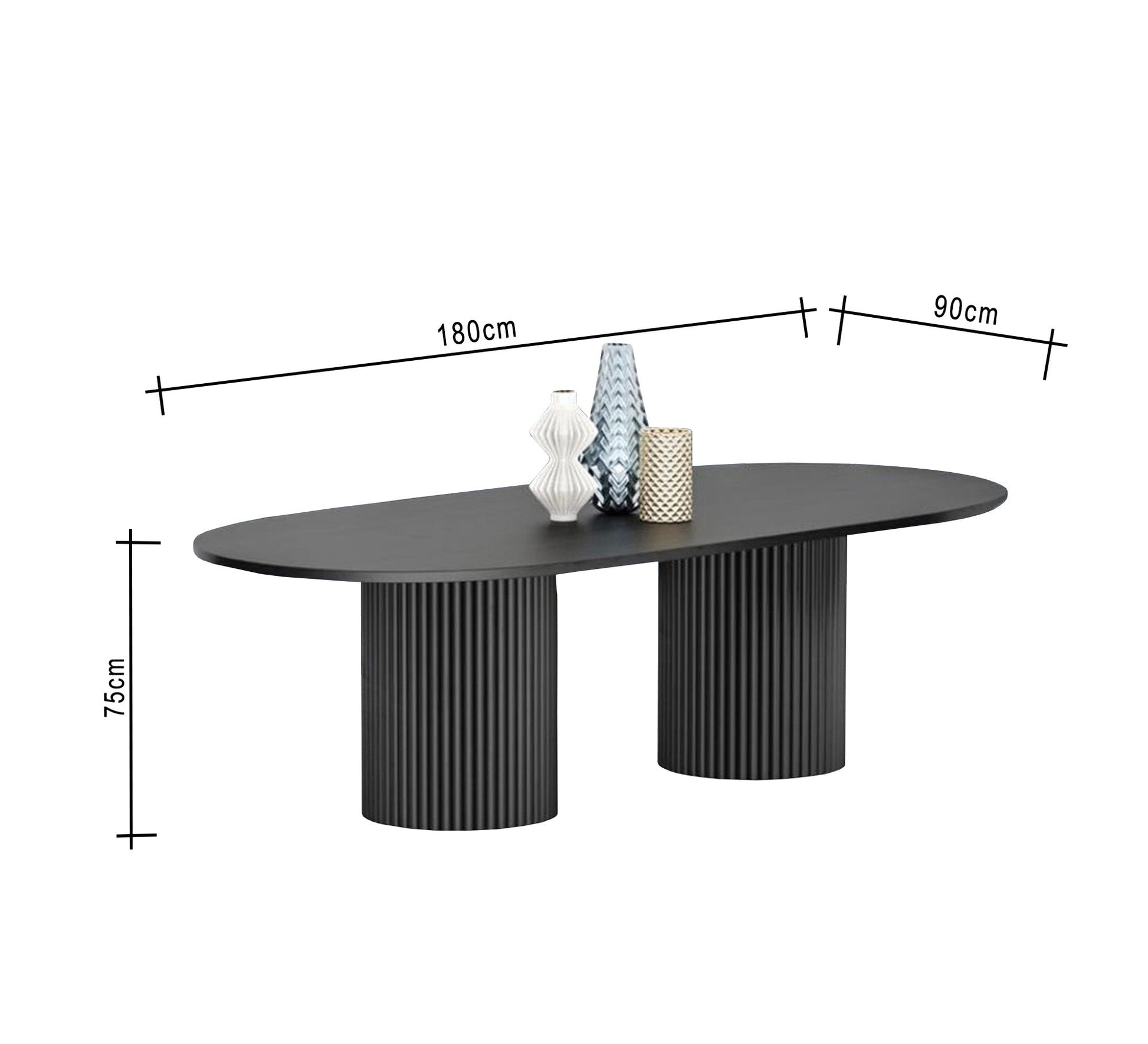 Dining table with cylindrical legs in black - Vitrine Furniture - Furniture
