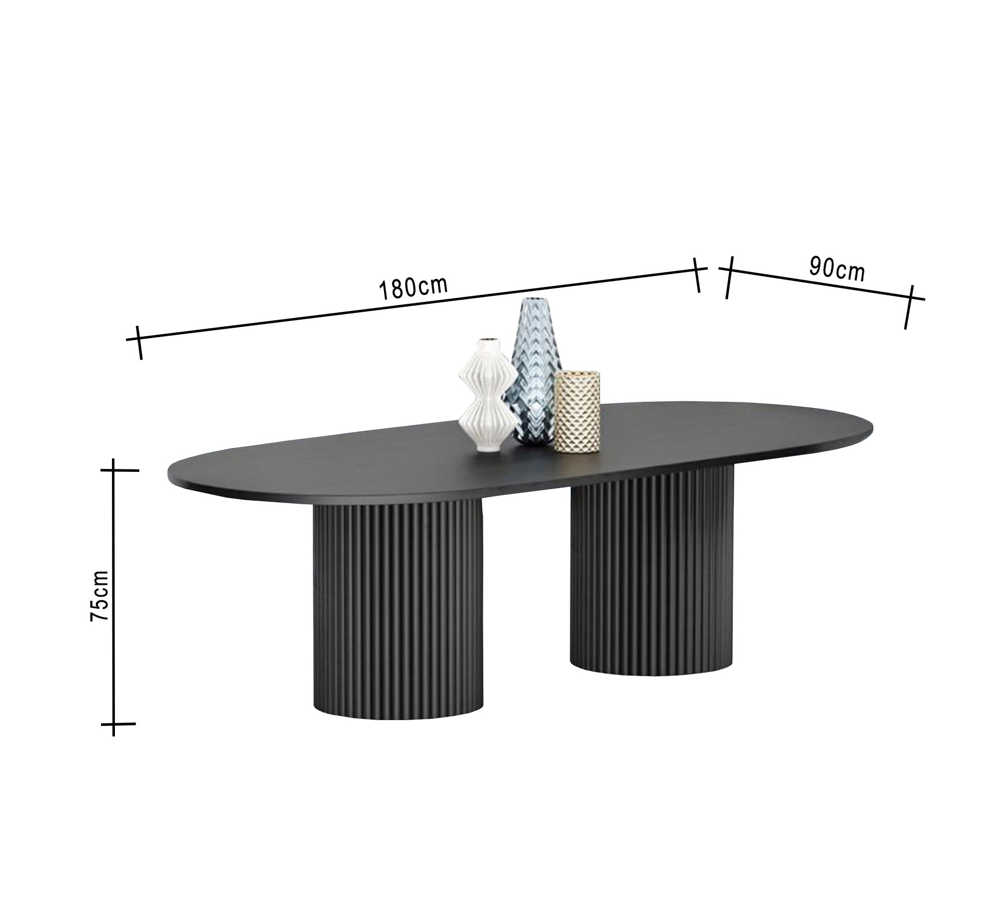 Dining table with cylindrical legs in black - Vitrine Furniture - Furniture