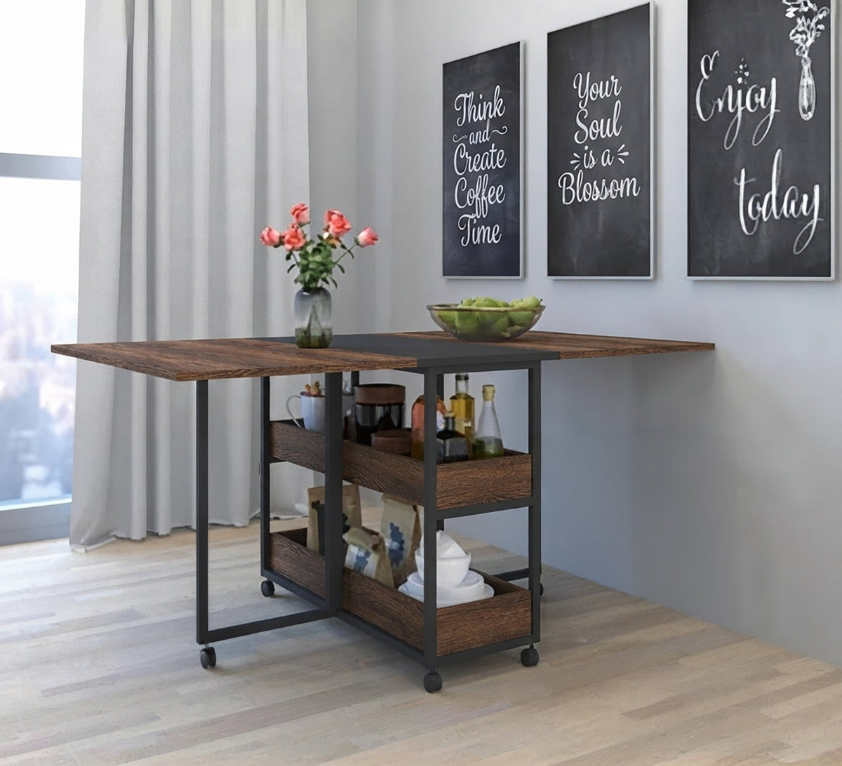 Dining table with decorative center shelves - Vitrine Furniture - Dining Room Set