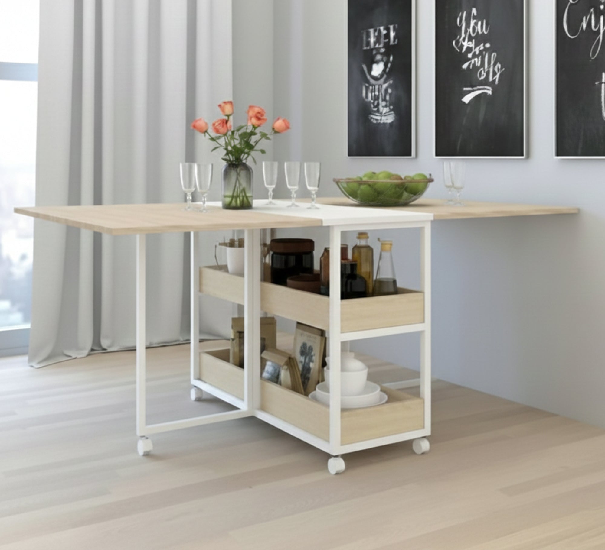 Dining table with decorative center shelves - Vitrine Furniture - Furniture
