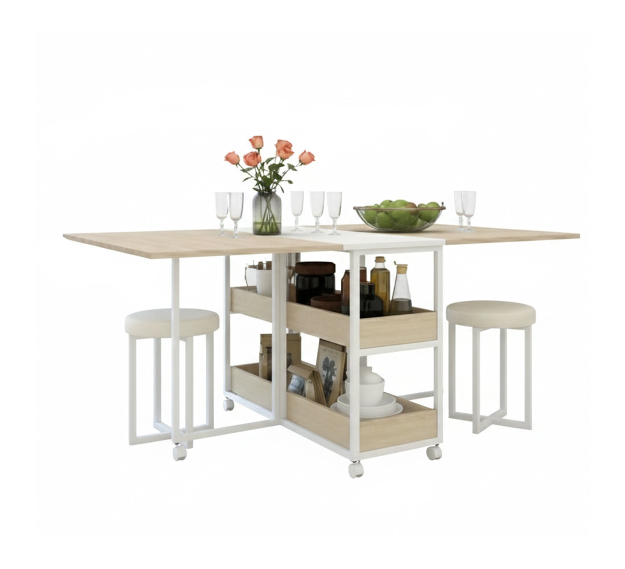 Dining table with decorative shelves and two chairs - Vitrine Furniture - Furniture