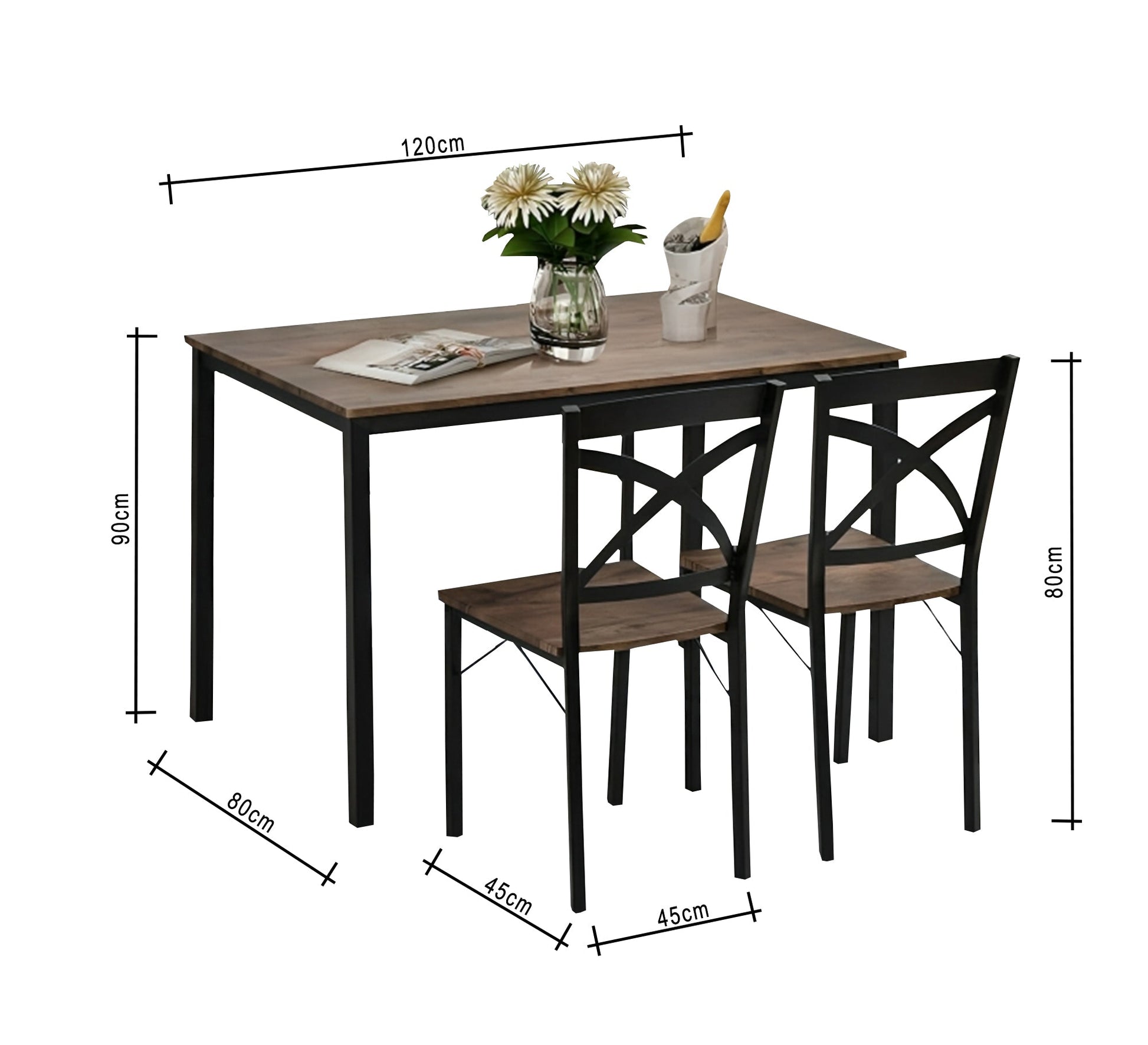 Dining table with four wooden and metal chairs set - Vitrine Furniture - Furniture