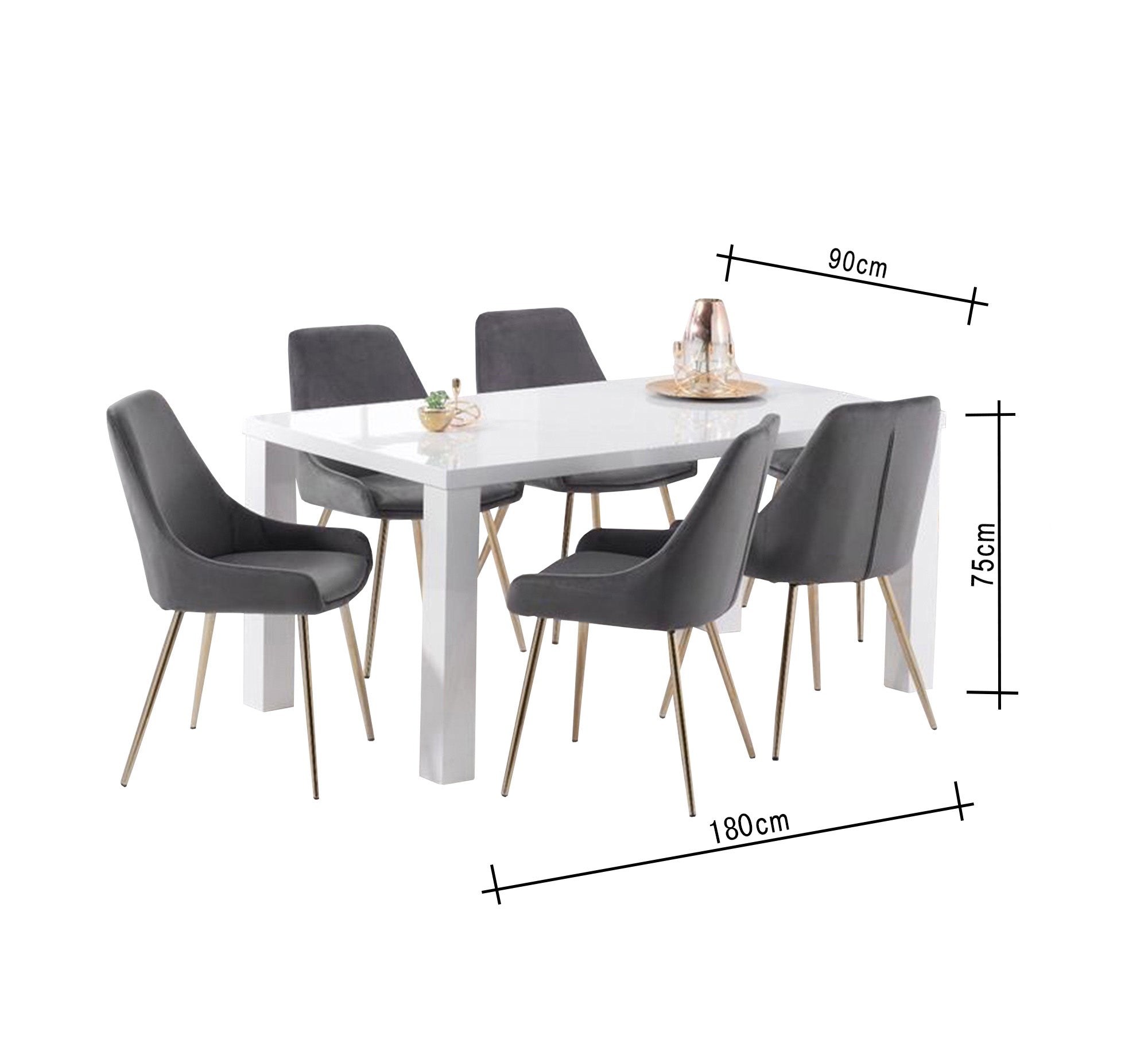Dining table with grey chairs - Vitrine Furniture - Furniture