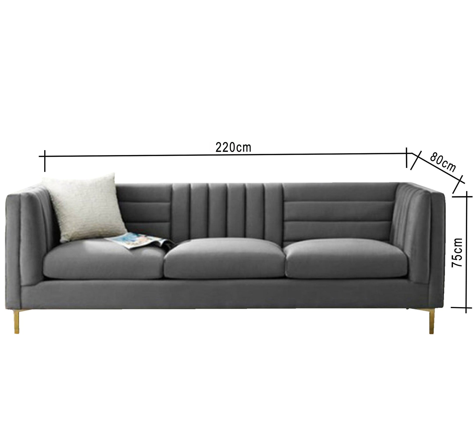 Distinctive gray triple sofa - Vitrine Furniture - Living room Sofas
