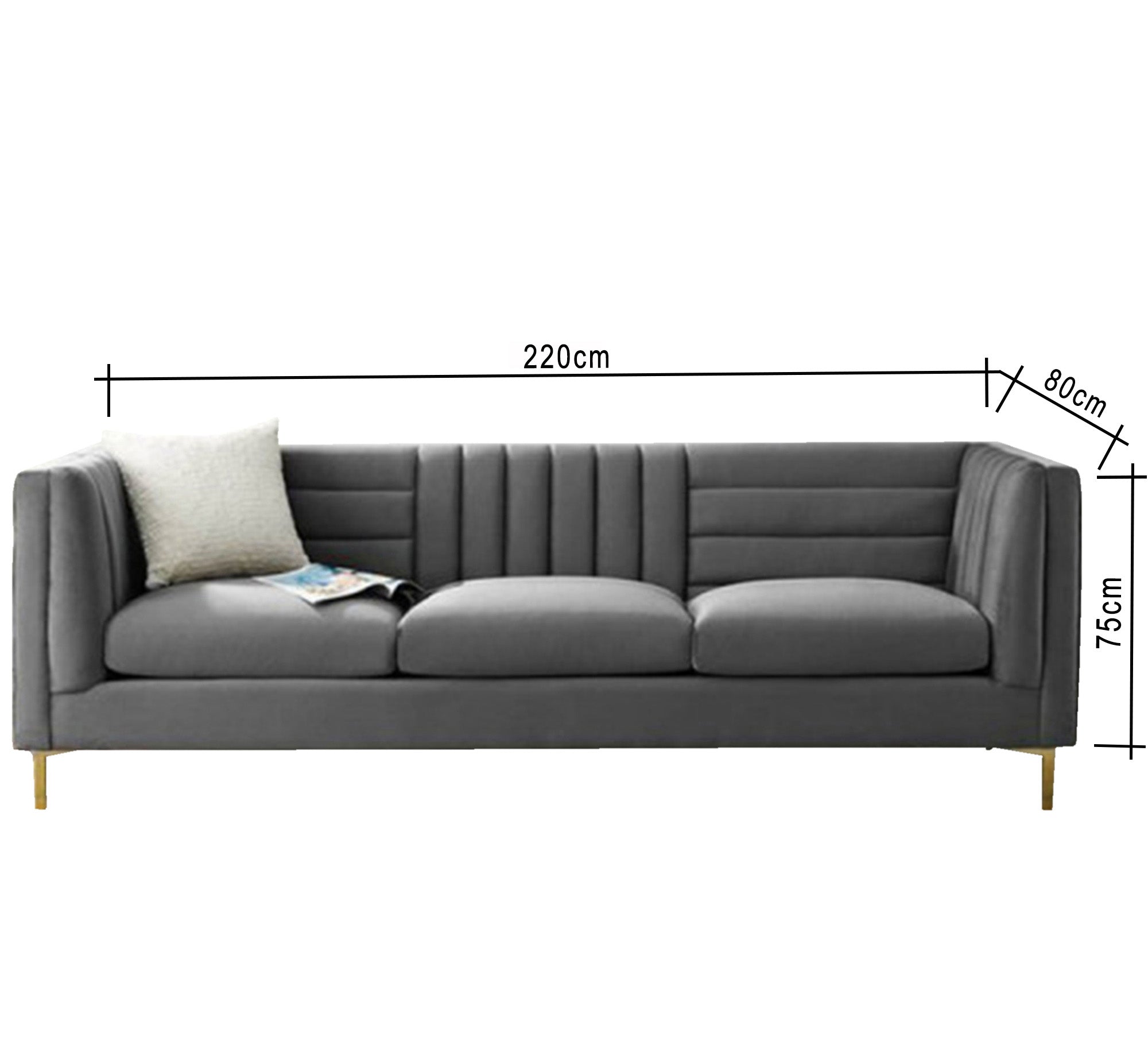 Distinctive gray triple sofa - Vitrine Furniture - Living room Sofas