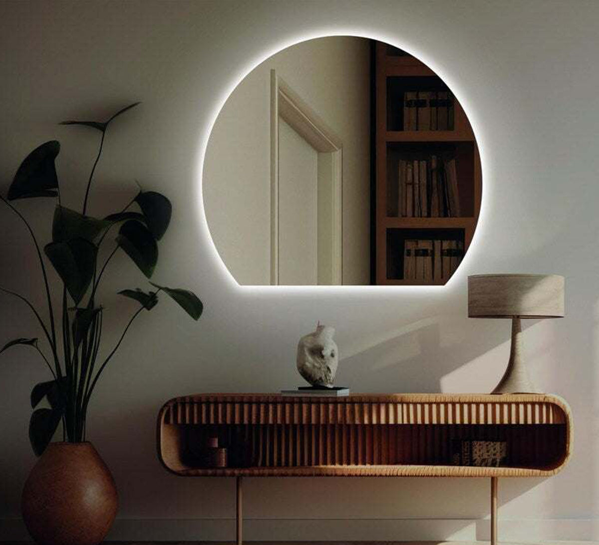 Dome Mirror with a Straight Base and Illumination - Vitrine Furniture - Mirrors