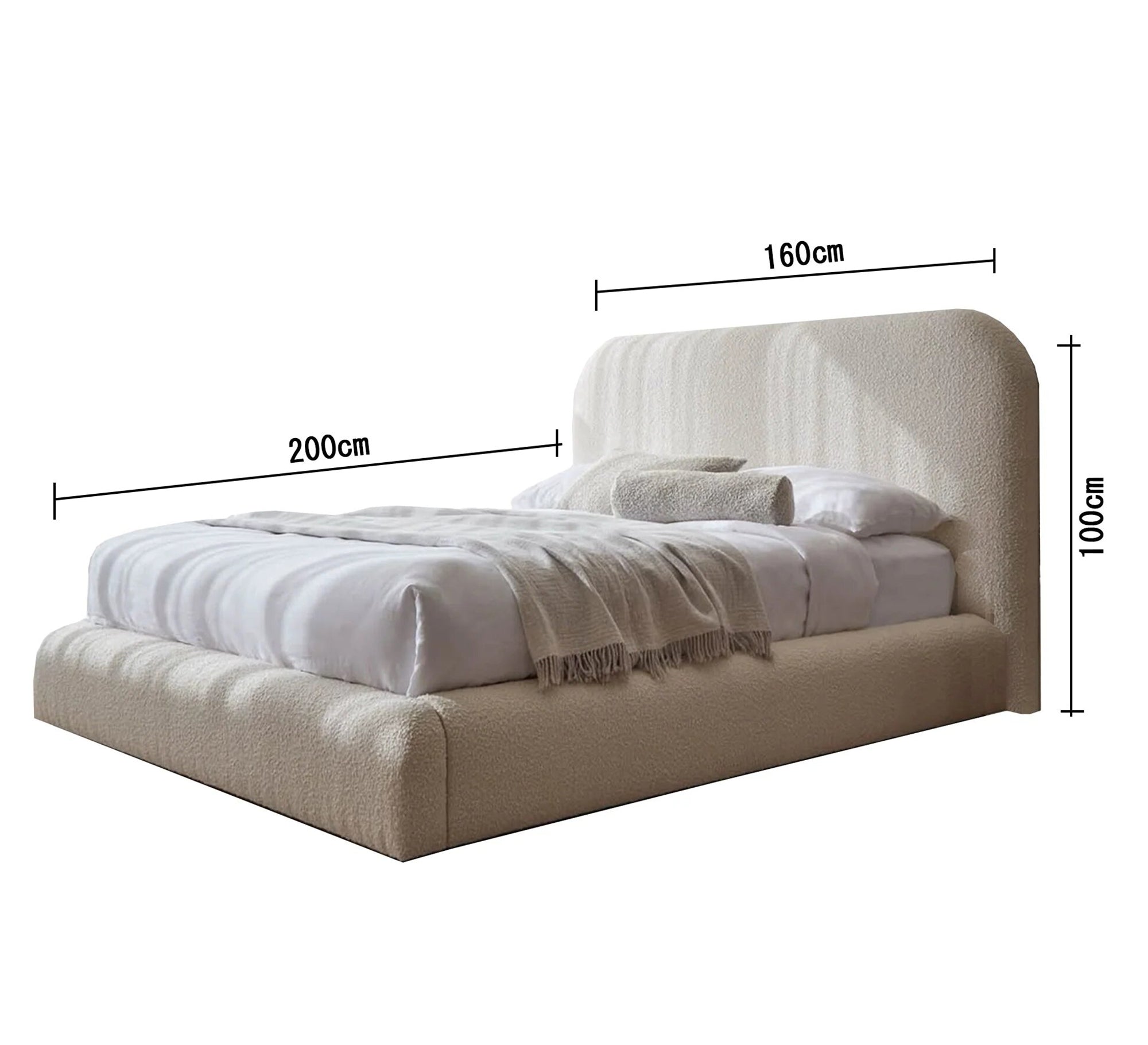 Double bed upholstered in white linen fabrics - Vitrine Furniture - Furniture
