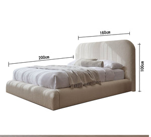 Double bed upholstered in white linen fabrics - Vitrine Furniture - Furniture