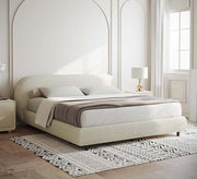 Double bed with round - shaped upholstered backrest - Vitrine Furniture - Furniture