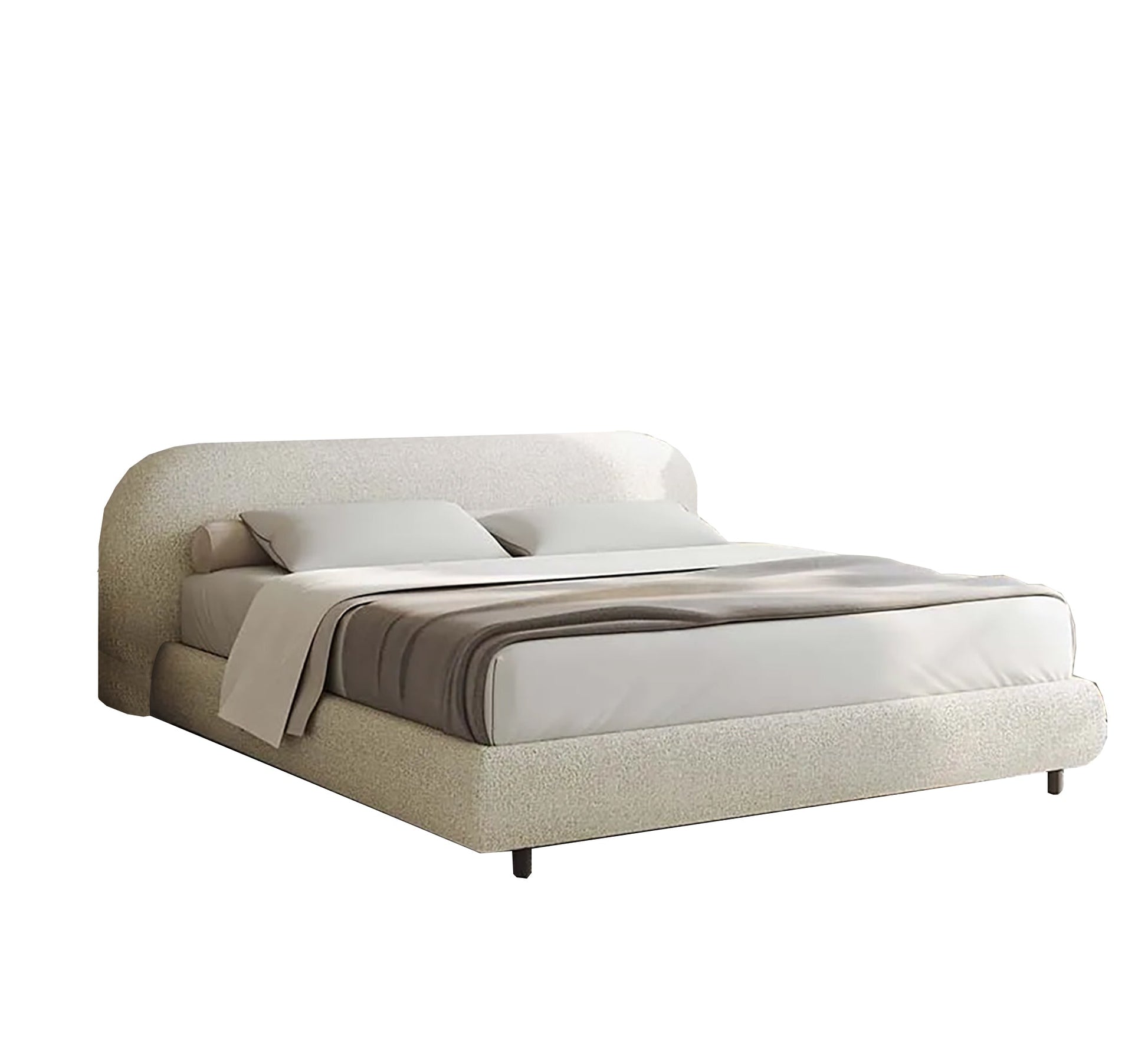 Double bed with round - shaped upholstered backrest - Vitrine Furniture - Furniture