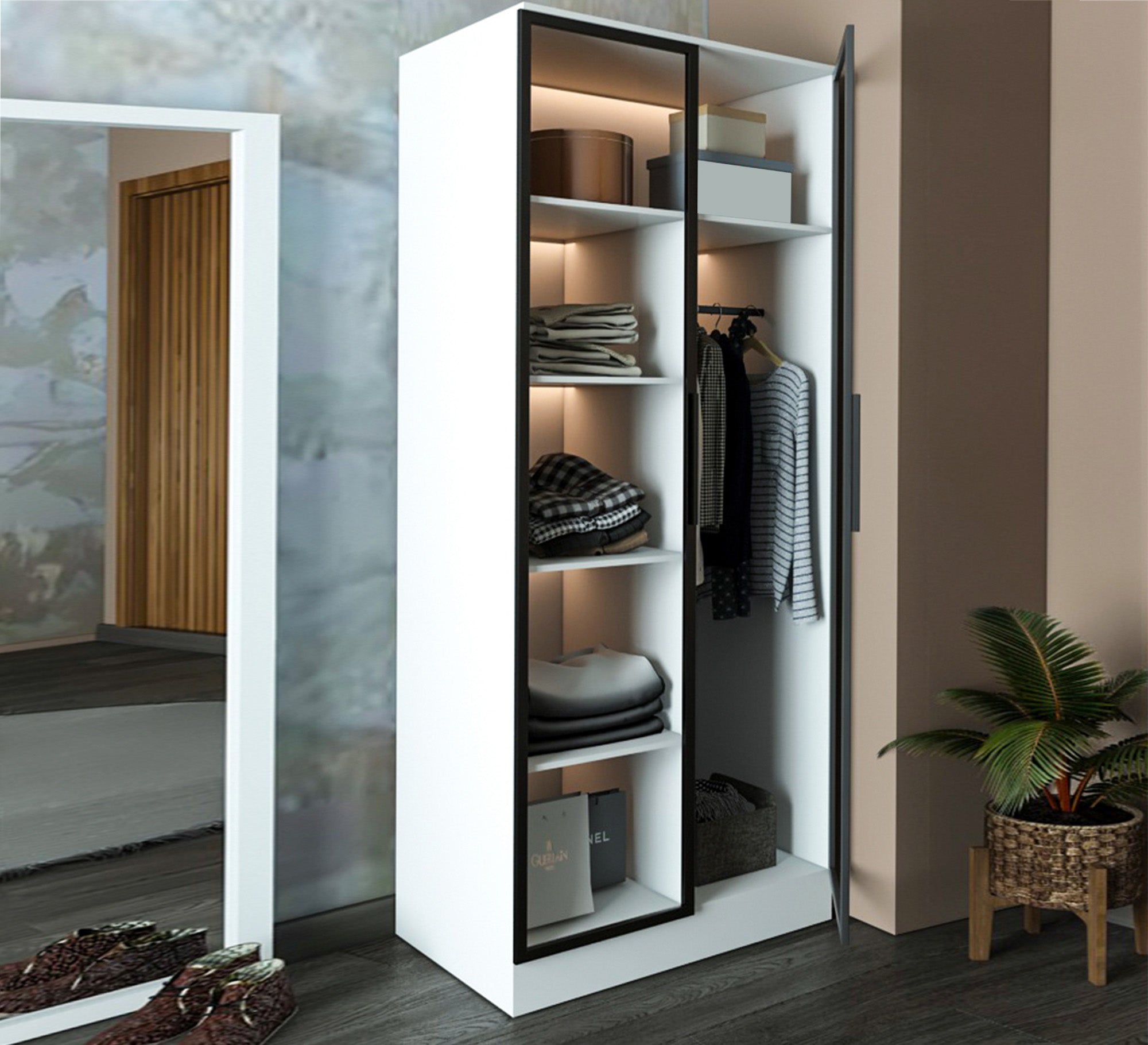 Double - door glass wardrobe - Vitrine Furniture - Wardrobes