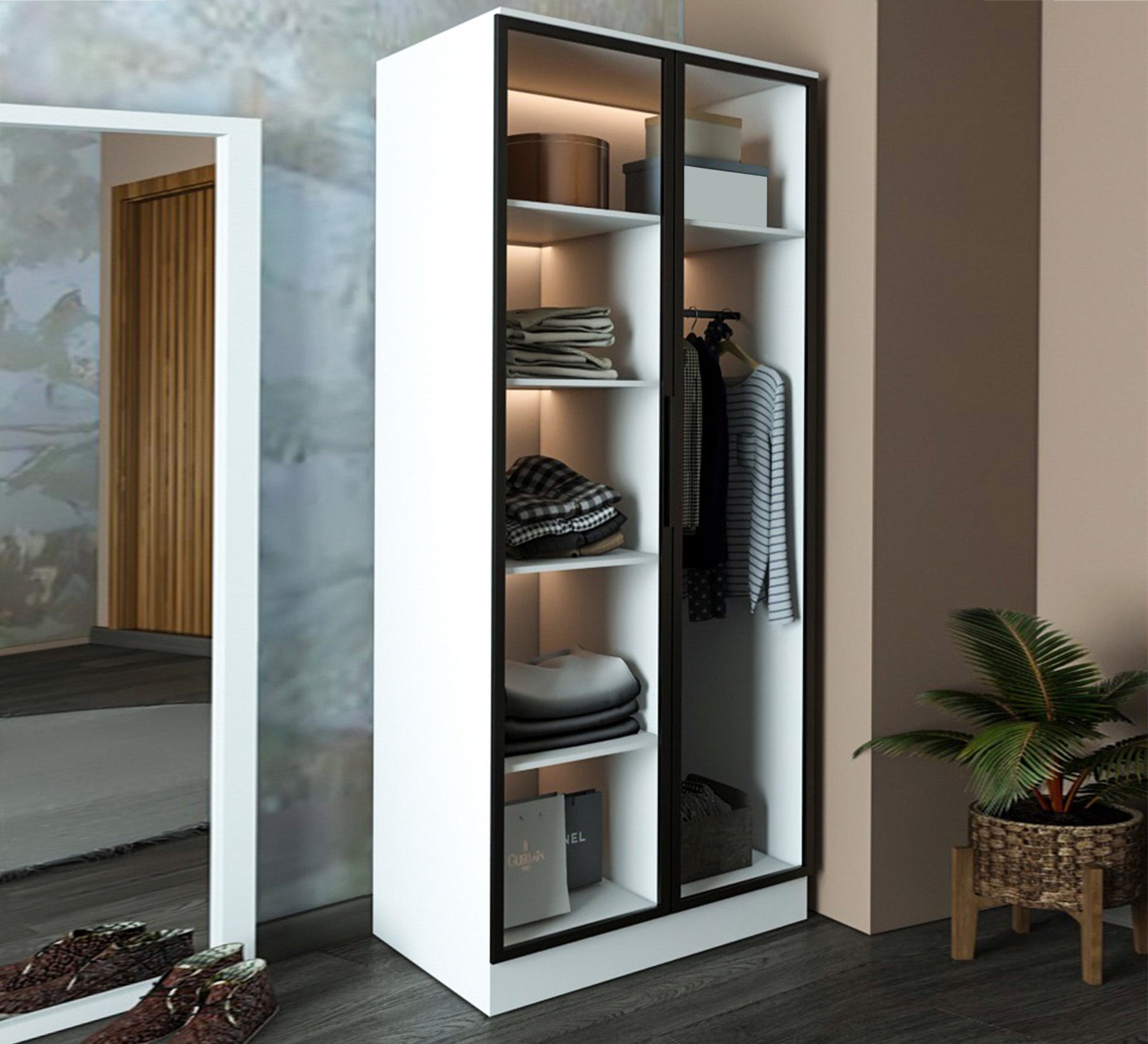 Double - door glass wardrobe - Vitrine Furniture - Wardrobes