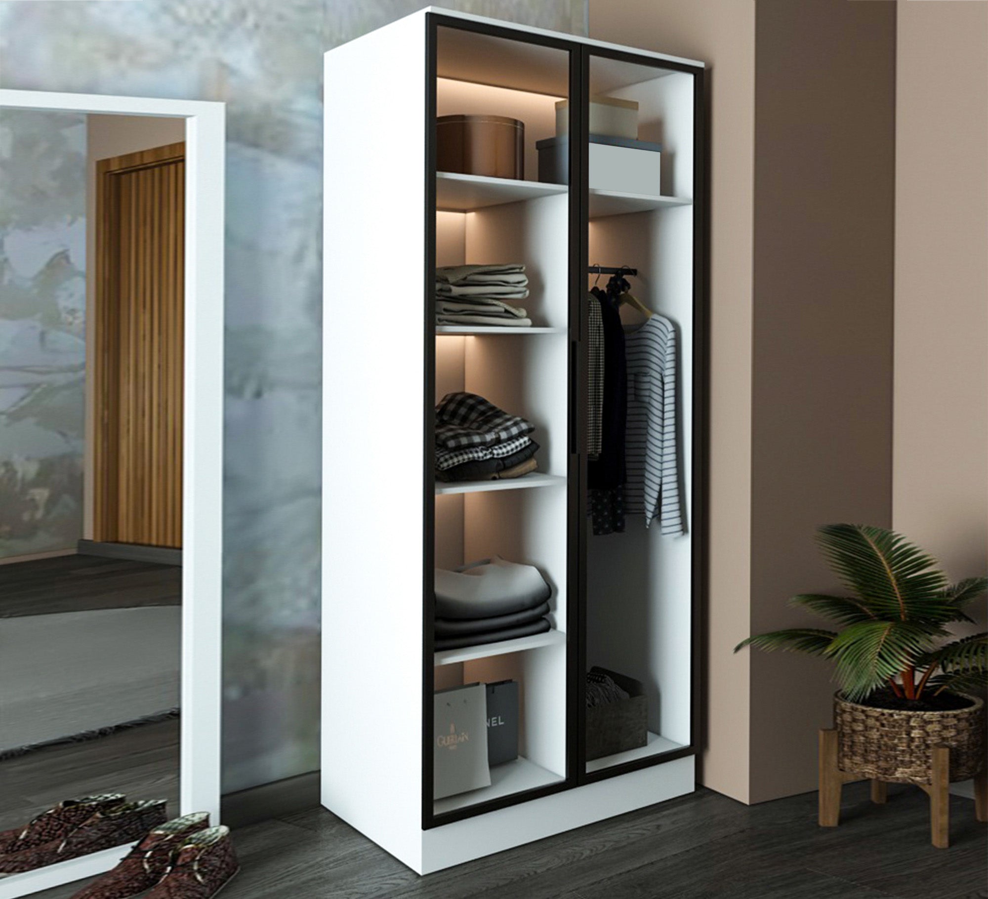 Double - door glass wardrobe - Vitrine Furniture - Wardrobes