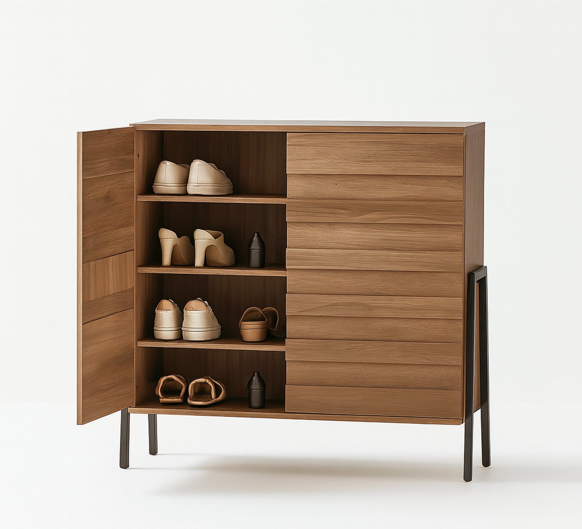 Double door shoe rack with metal legs - Vitrine Furniture - Shoe Racks