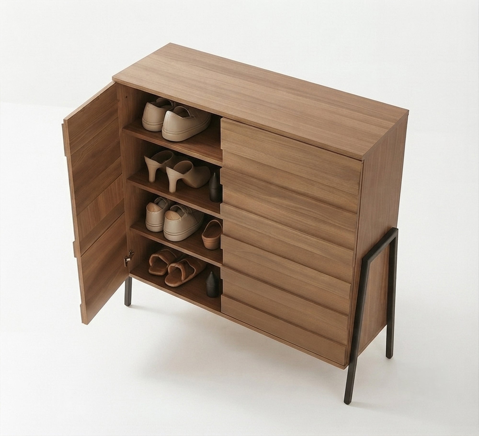 Double door shoe rack with metal legs - Vitrine Furniture - Shoe Racks