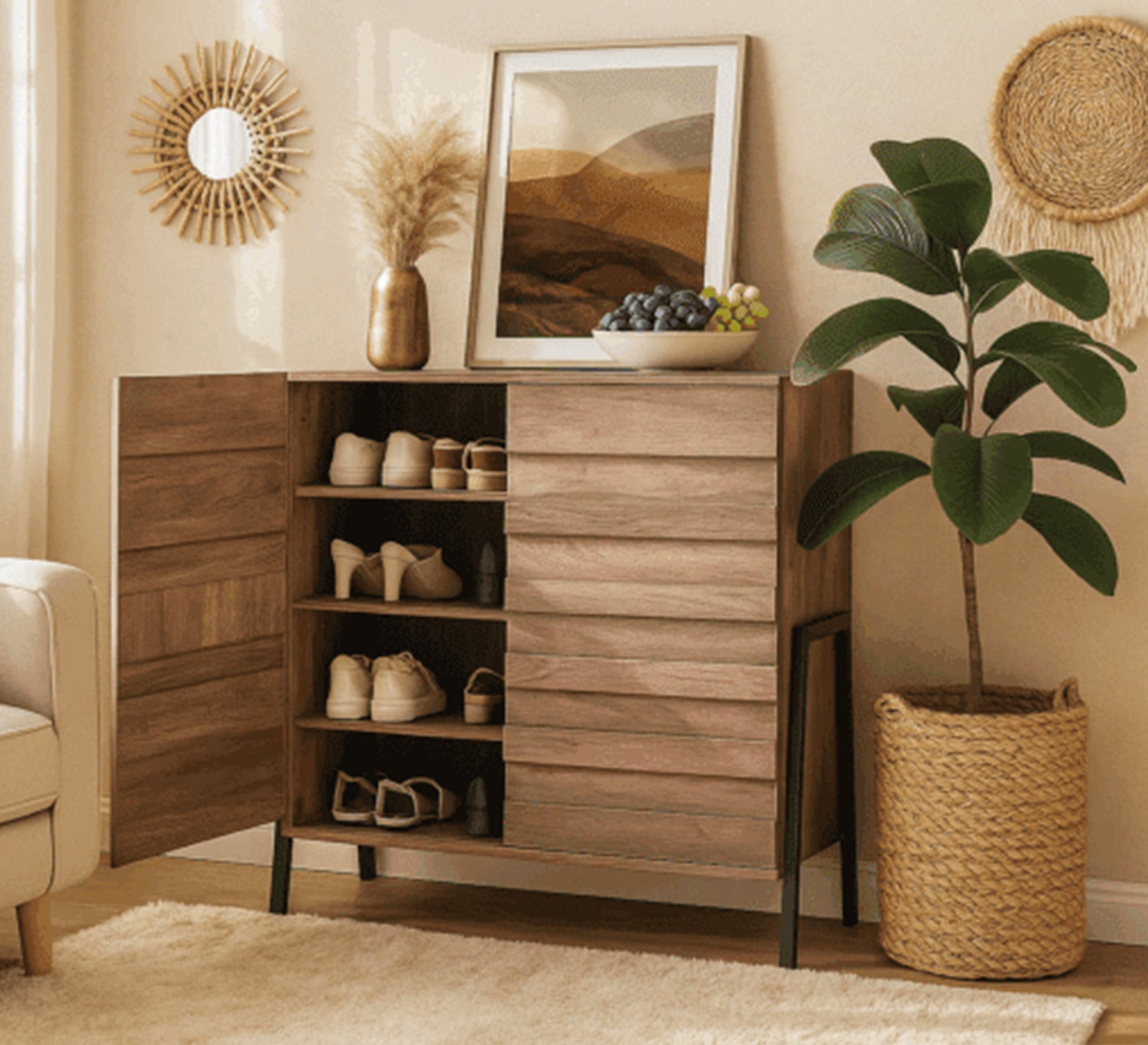 Double door shoe rack with metal legs - Vitrine Furniture - Shoe Racks