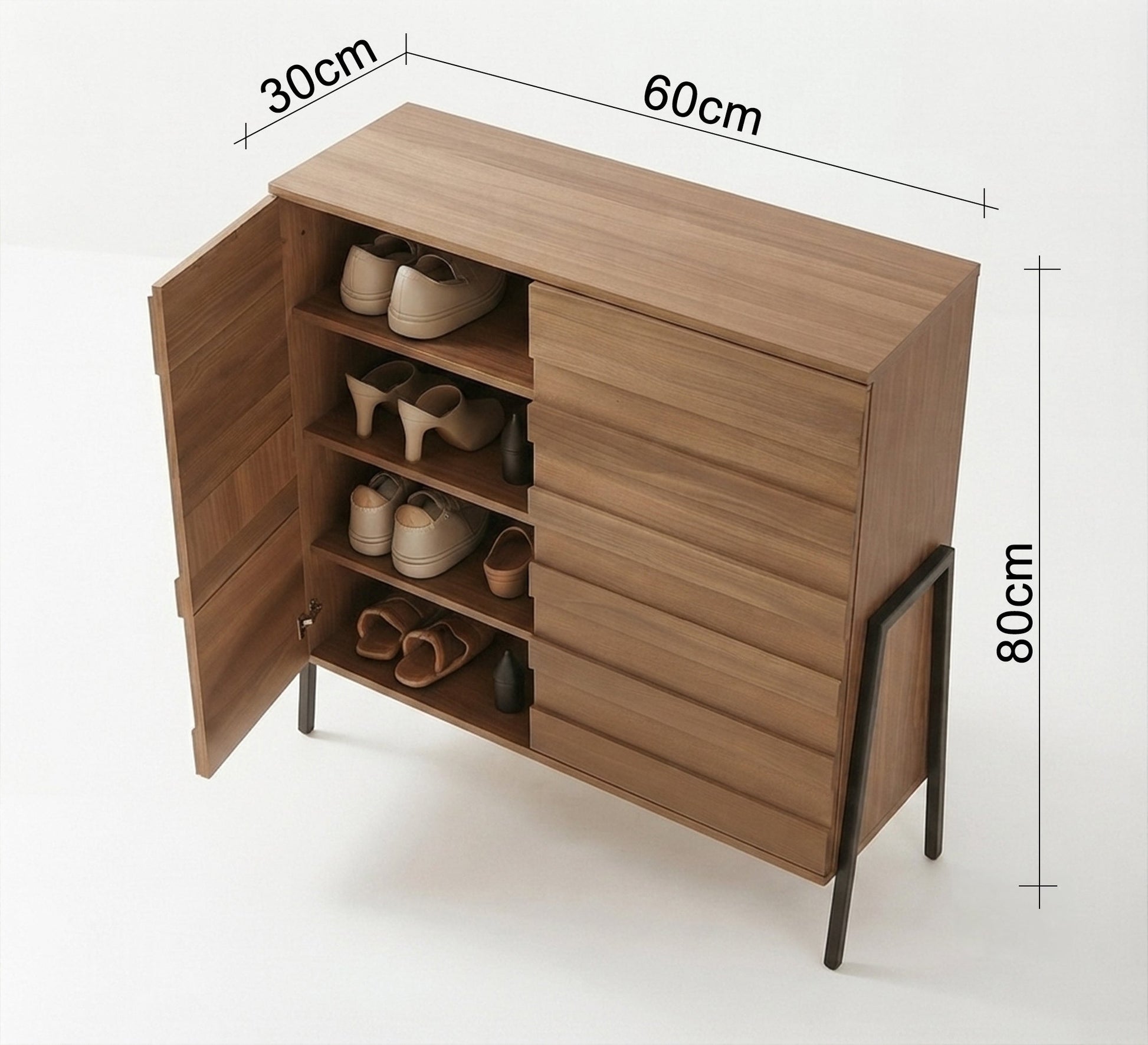 Double door shoe rack with metal legs - Vitrine Furniture - Shoe Racks