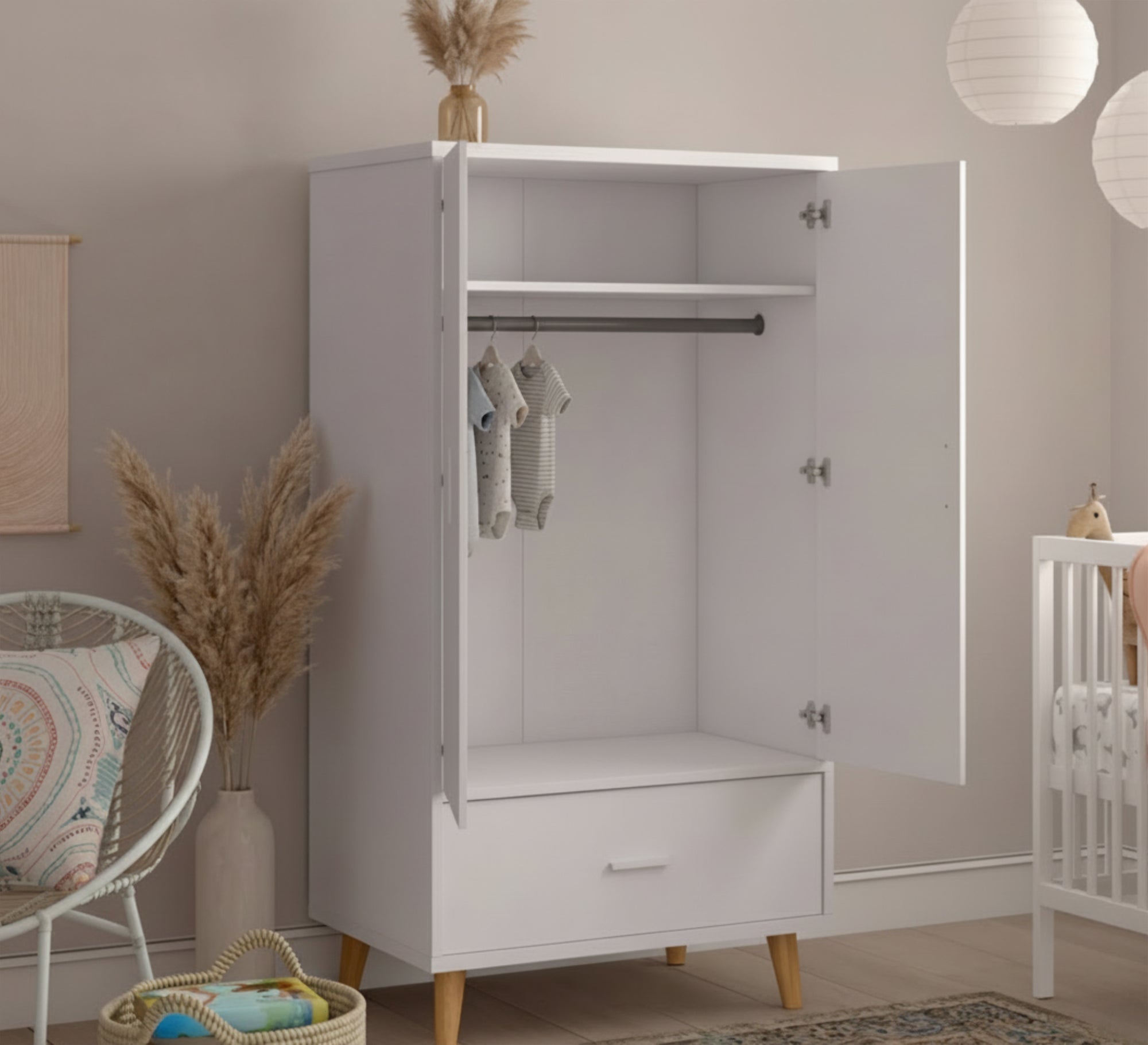 Double - Door Wardrobe: Spacious, Stylish & Raised - Vitrine Furniture - Wardrobes