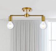 Double Gold Metal Chandelier - Vitrine Furniture - Lighting