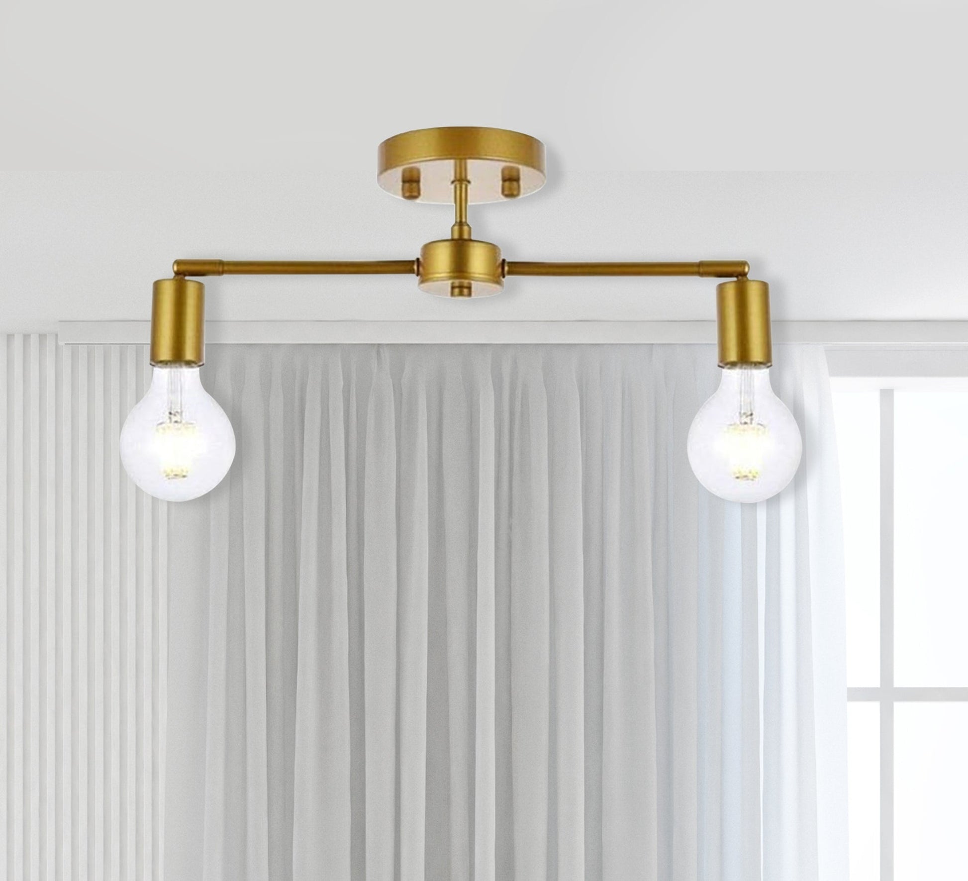 Double Gold Metal Chandelier - Vitrine Furniture - Lighting