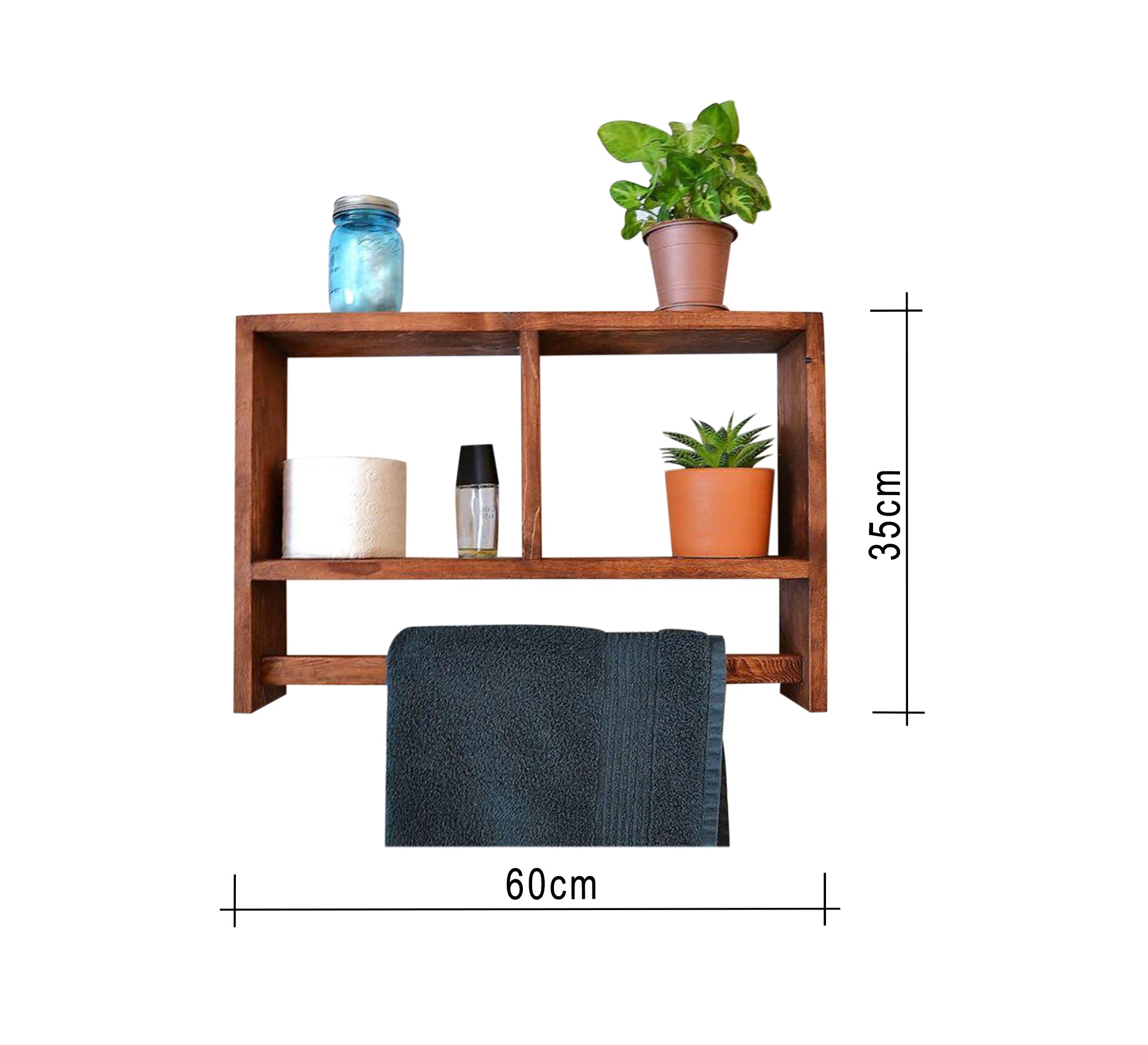 Double - shelf hanging decorative storage unit and towel holder - Vitrine Furniture - Furniture