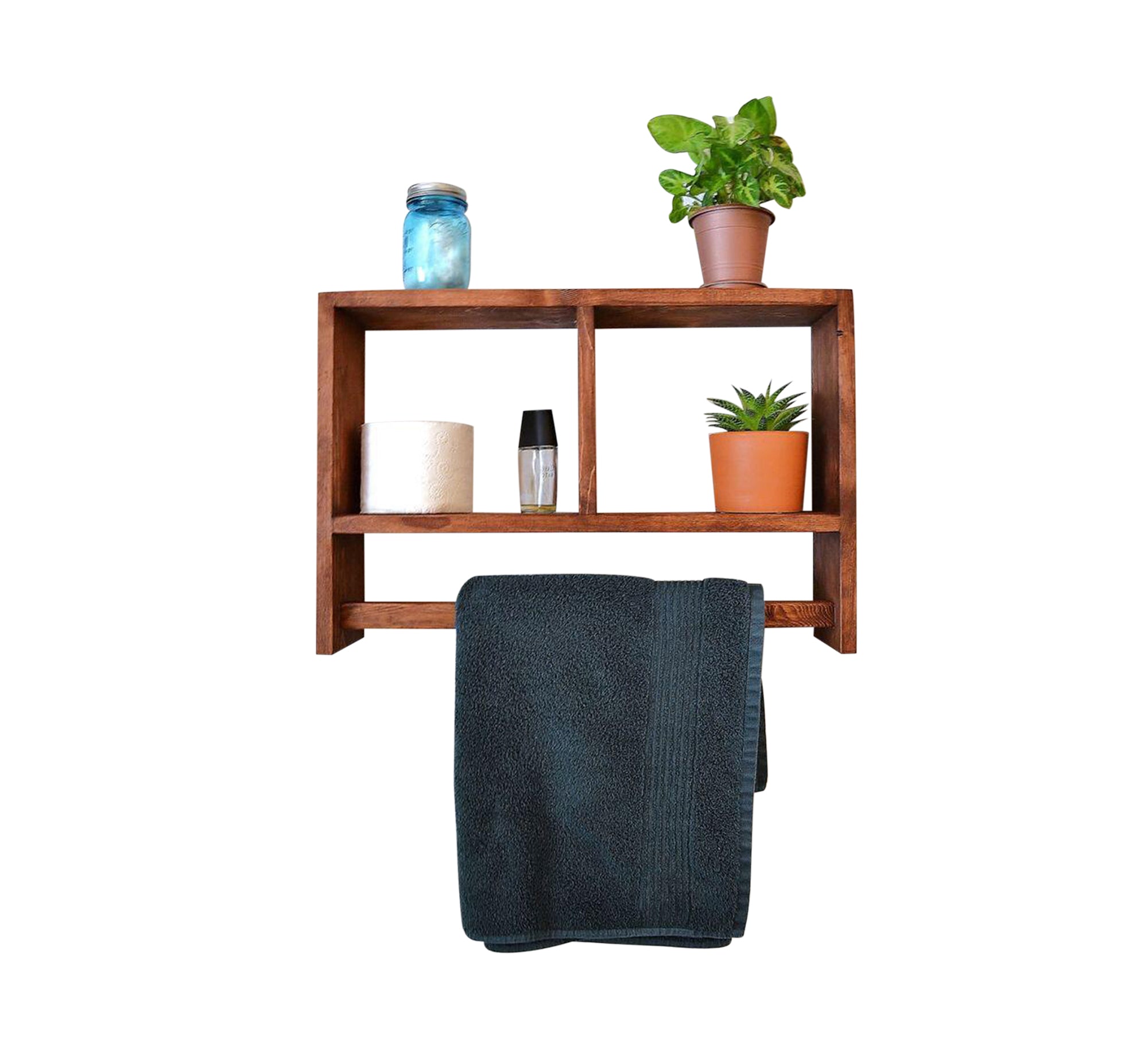 Double - shelf hanging decorative storage unit and towel holder - Vitrine Furniture - Furniture