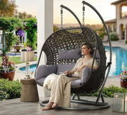 Double Sofa: Hanging, Cozy, Chain-Suspended Comfort - Vitrine Furniture - Outdoor Swings and hanging chairs