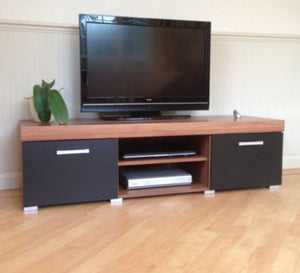 Dual Storage Black & Brown Wooden TV Table - Vitrine Furniture - Furniture