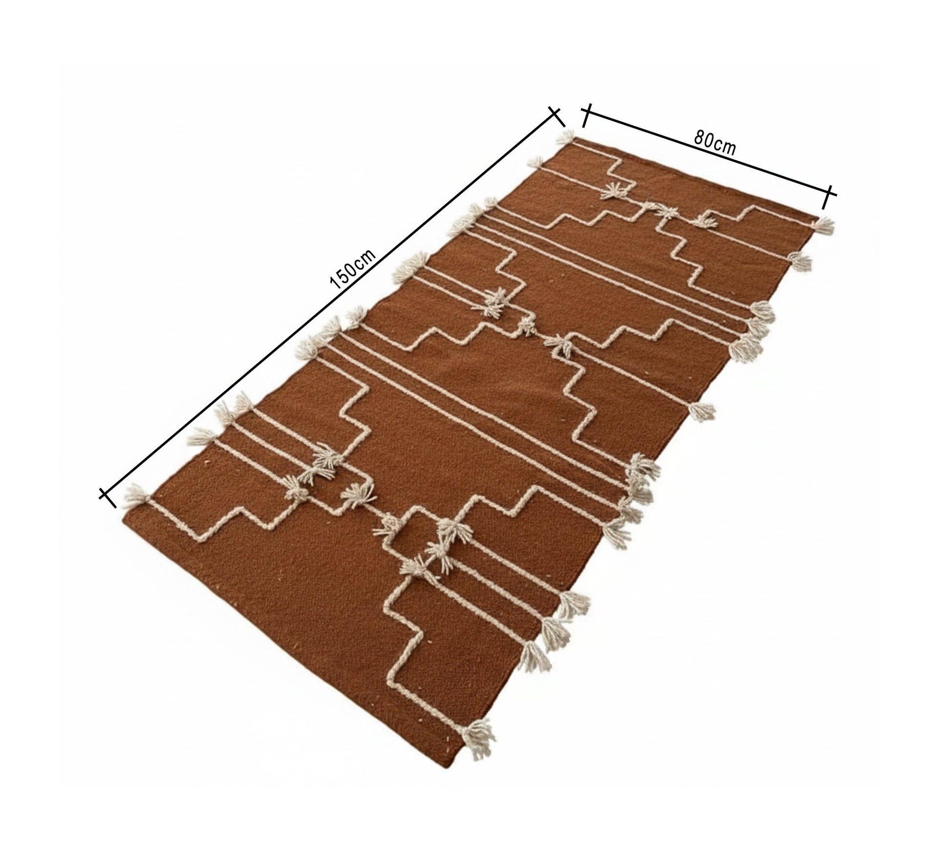 Earthy brown rug with white zigzag stripes - Vitrine Furniture - Accessories