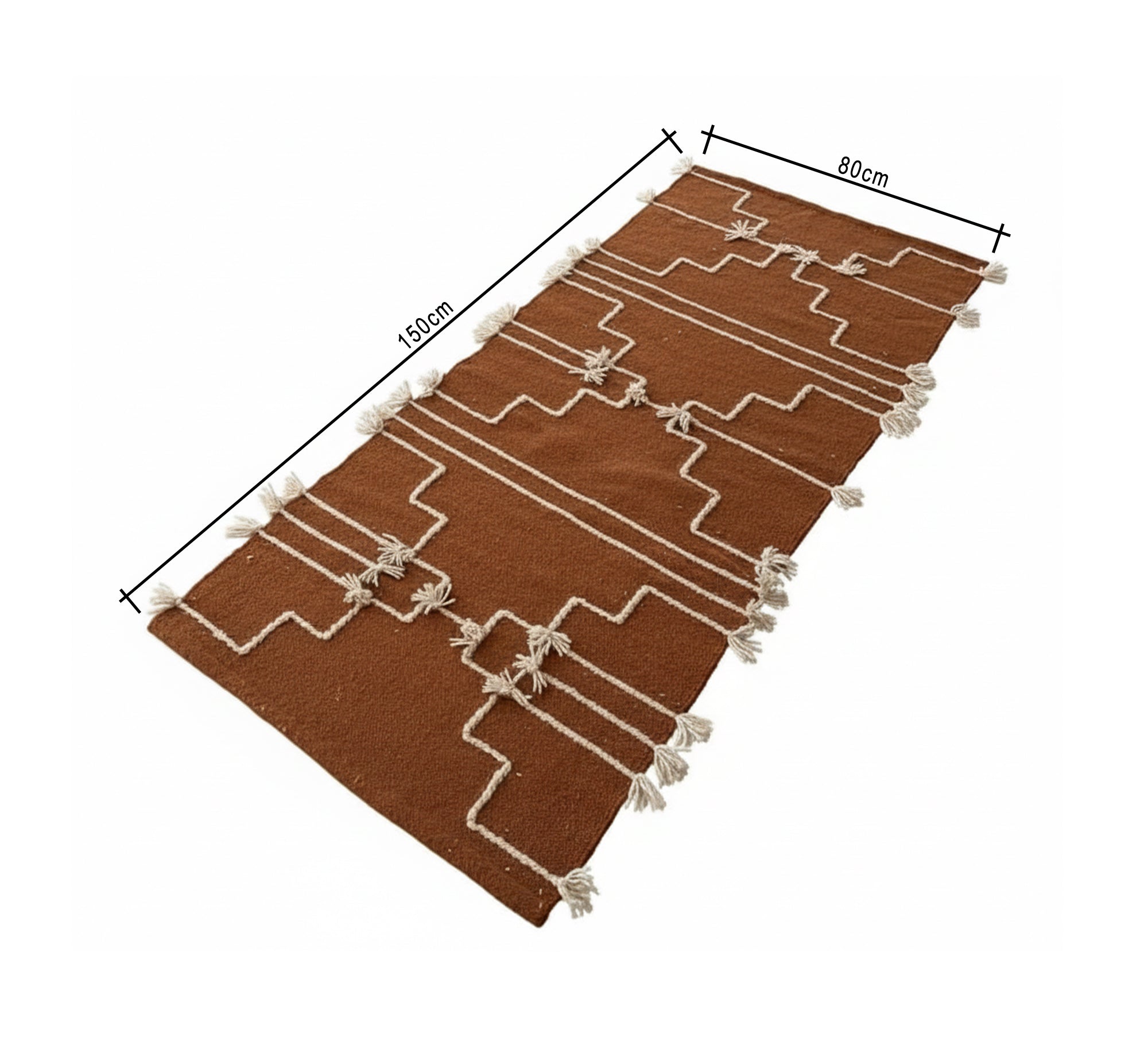 Earthy brown rug with white zigzag stripes - Vitrine Furniture - Accessories