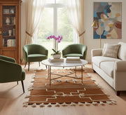 Earthy brown rug with white zigzag stripes - Vitrine Furniture - Accessories