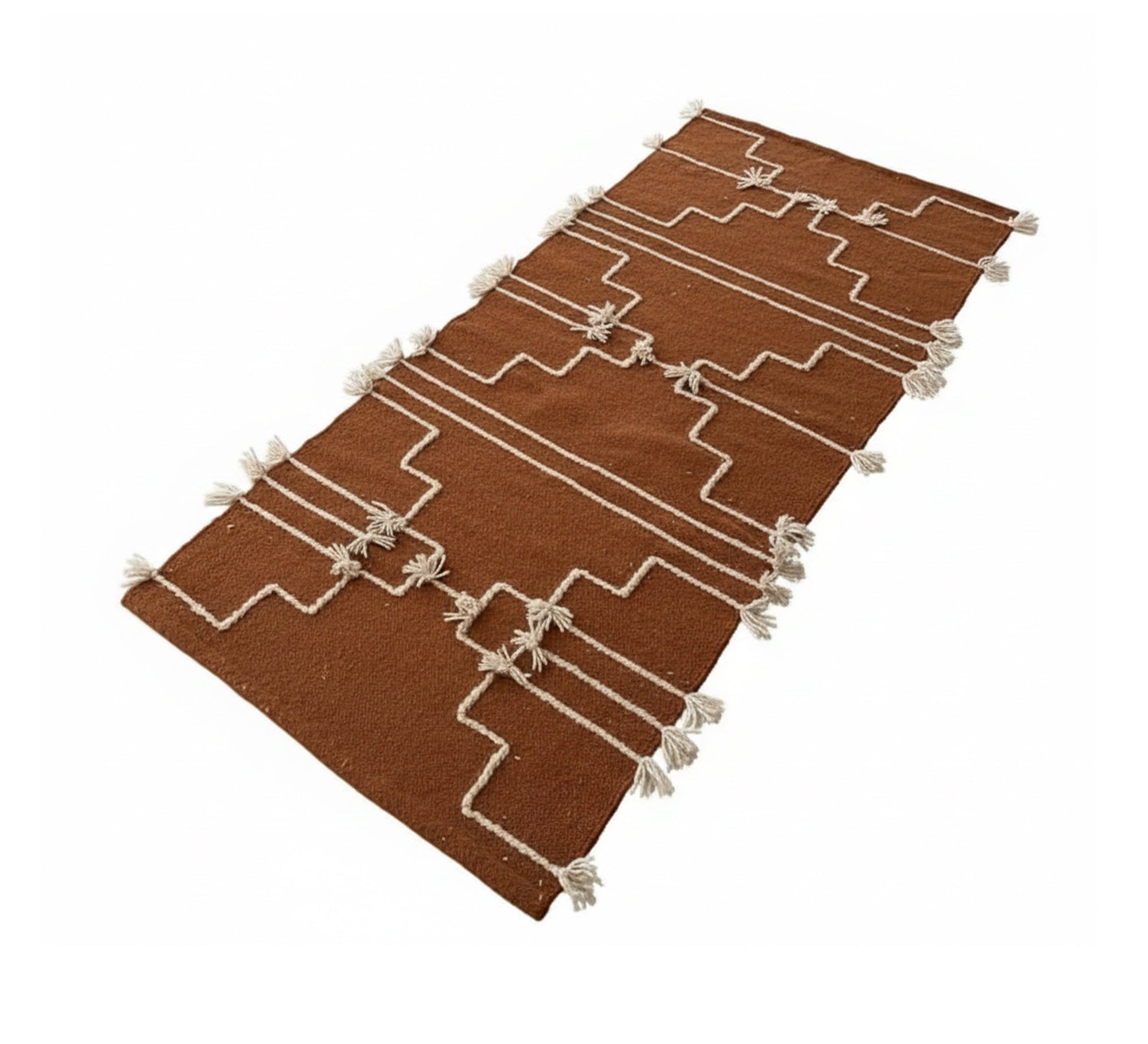 Earthy brown rug with white zigzag stripes - Vitrine Furniture - Accessories