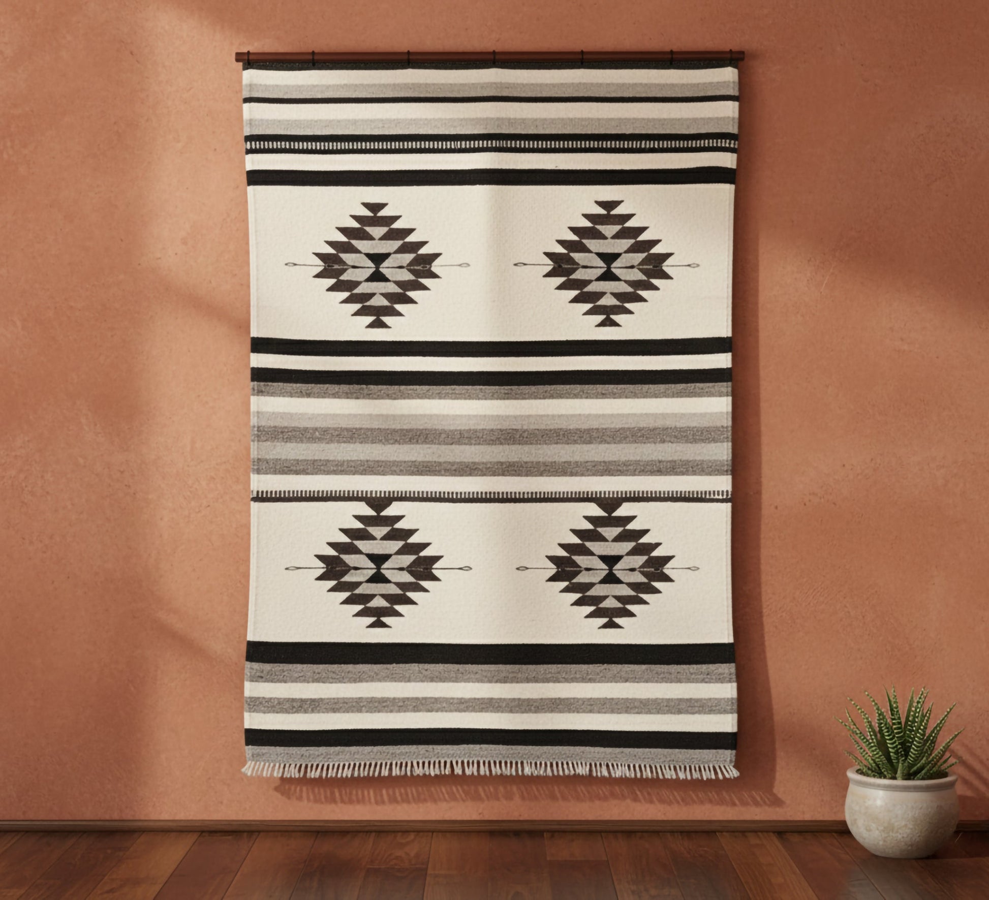 Earthy tones and black blocks rug - Vitrine Furniture - Accessories